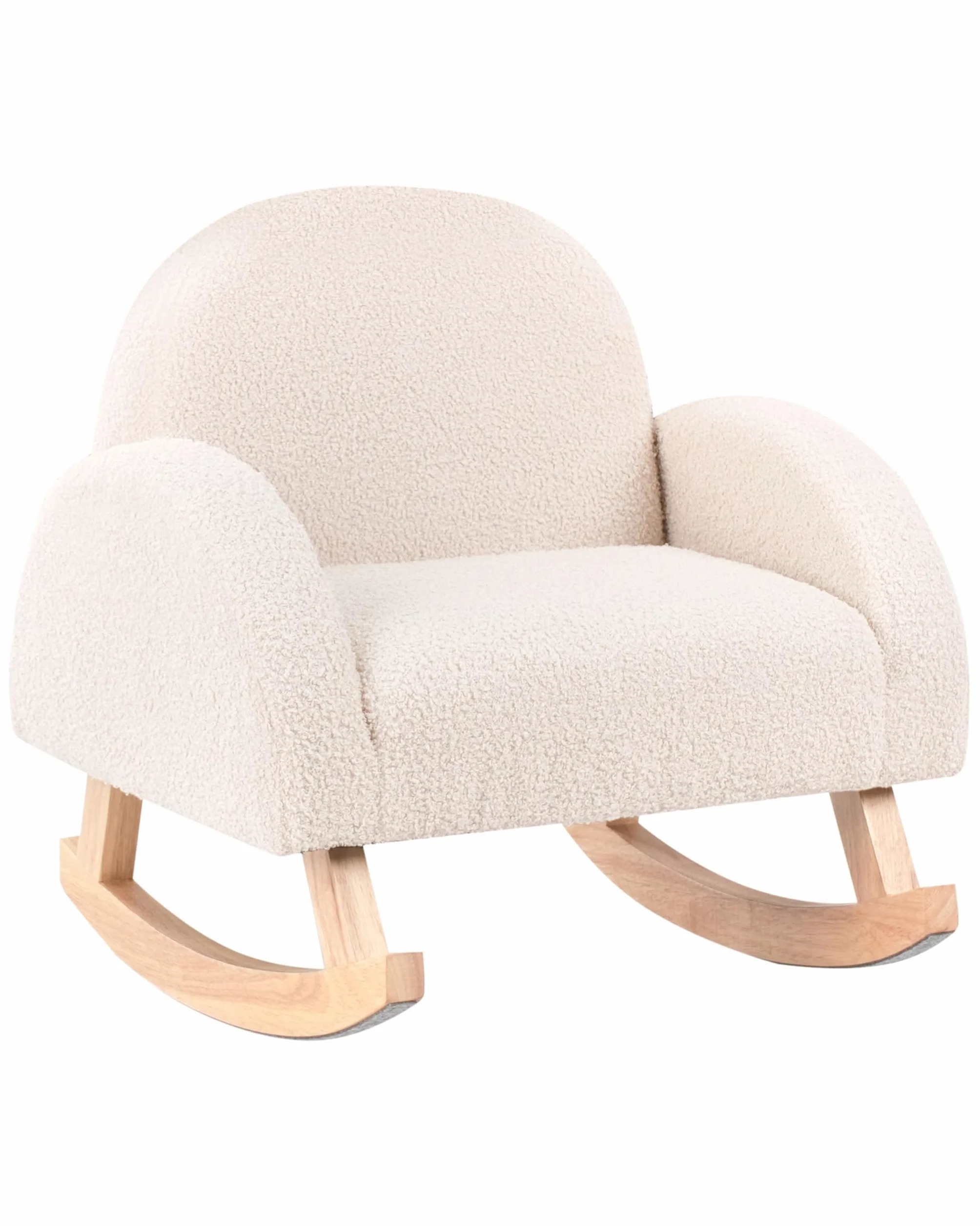 Beliani Silla Mecedora Infantil de bouclé con Patas de Madera para niños Interior Beige Claro Hug