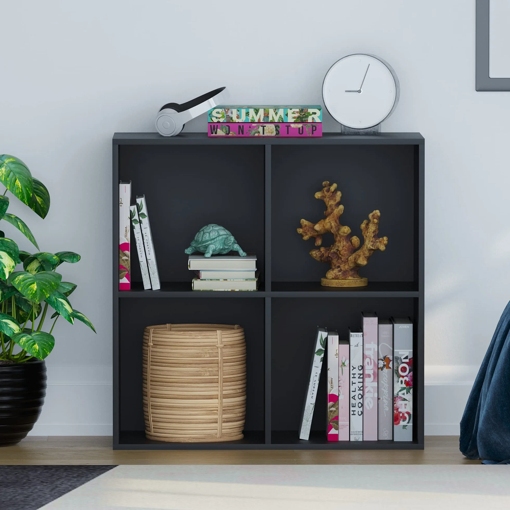 Vida Designs Durham Cube - Estantería organizadora de Almacenamiento para Sala de Estar, estantería de Oficina en casa (4 Cubos, Negro)