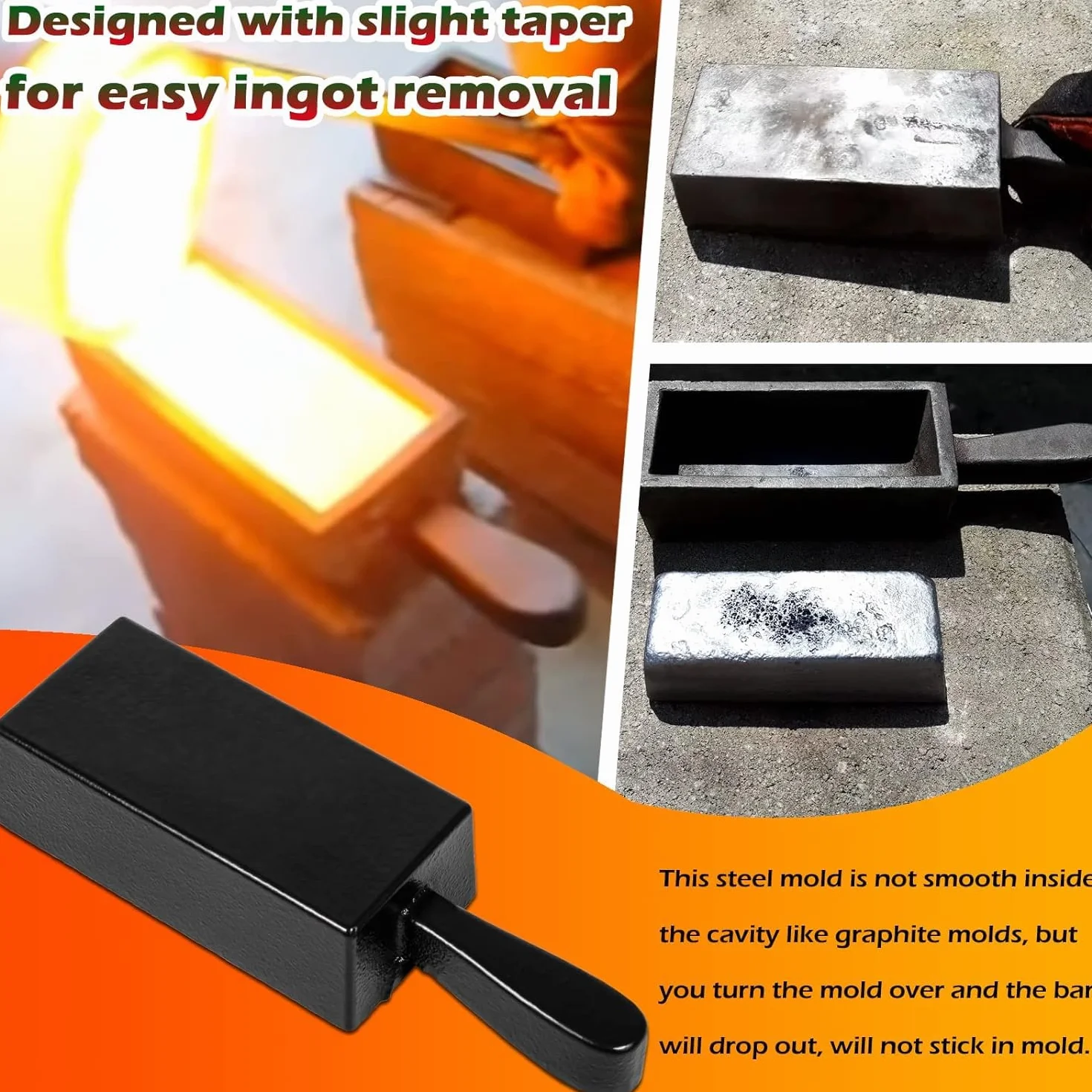 Molde de lingote de hierro fundido para lingotes de oro de 100 onzas, pan de hierro fundido, ideal para fundir, fundir, fundir, terminar oro, plata, cobre, aluminio, latón, metales preciosos