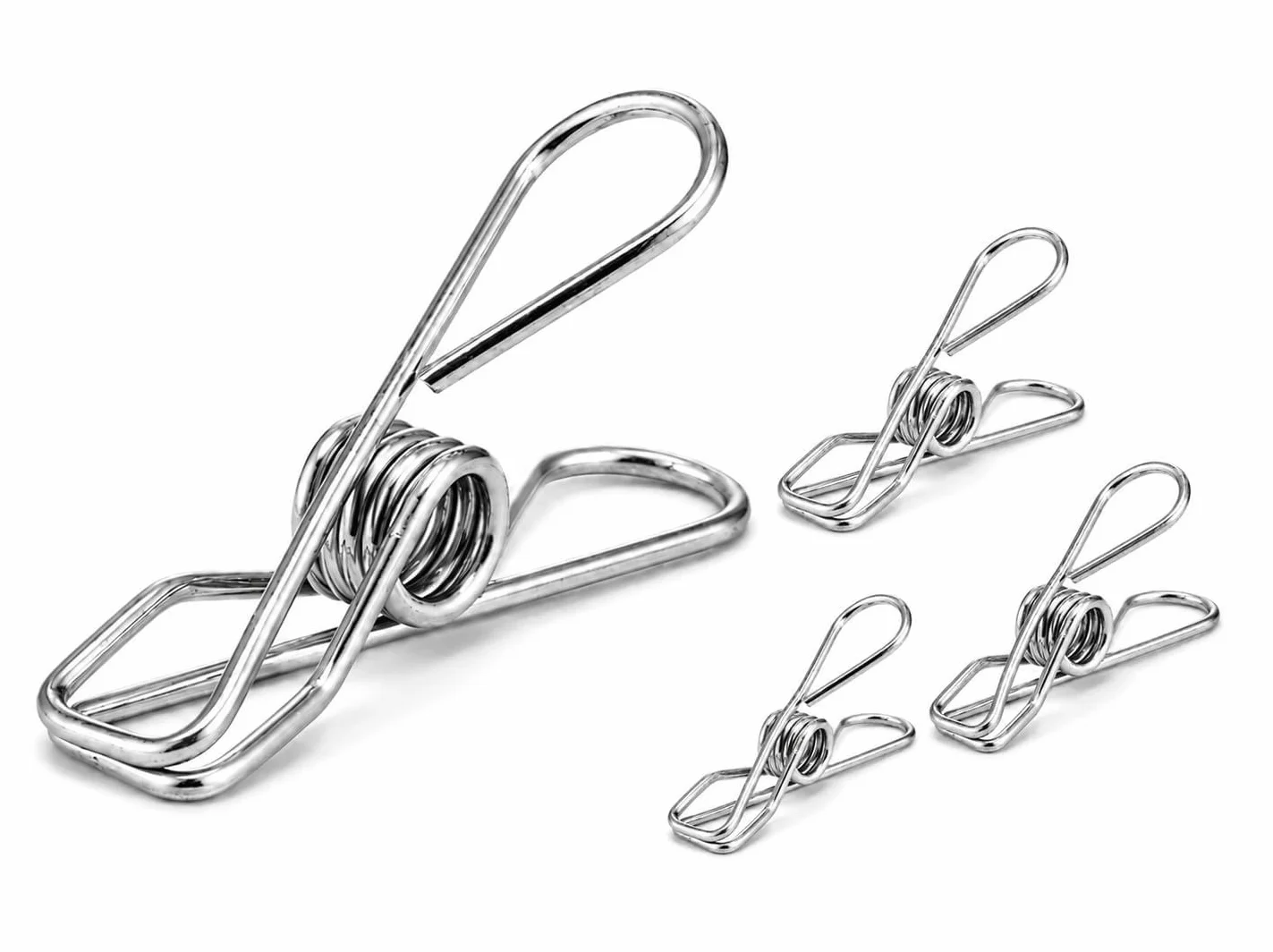 Paquete de 200 pinzas de acero inoxidable para tendederos, toallas, calcetines, camping, hogar, gastronomía, notas, clips de fijación, resistentes al viento