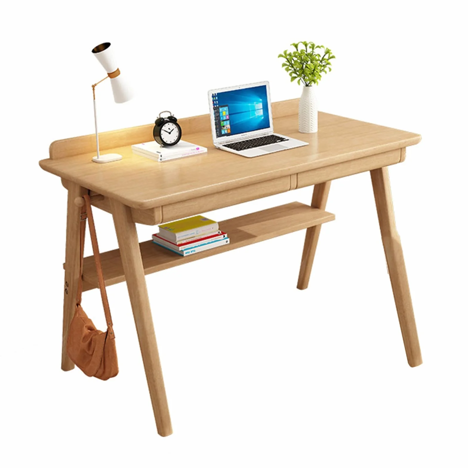 SDdPulse Escritorio de madera maciza, escritorio simple de madera para computadora con cajón, escritorio moderno y duradero para escuela, familia o sala de estudio. Una silla, 140 cm, A-100 cm