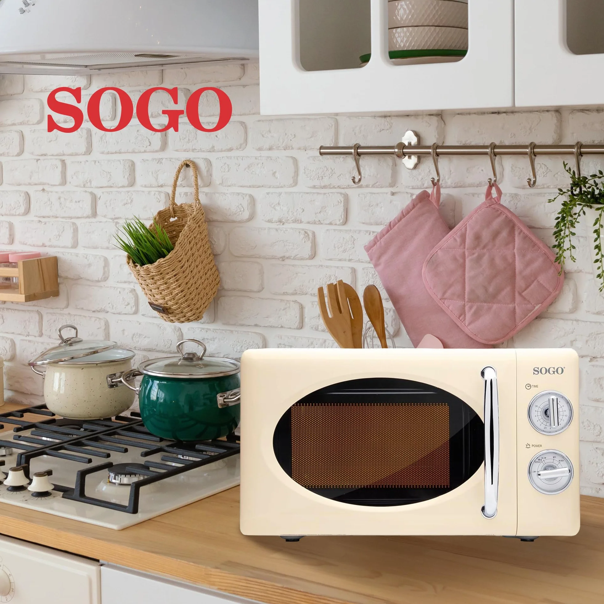 Sogo Microondas 20L 700W Vintage Beige 5 Potencias Descongelar Temporizador