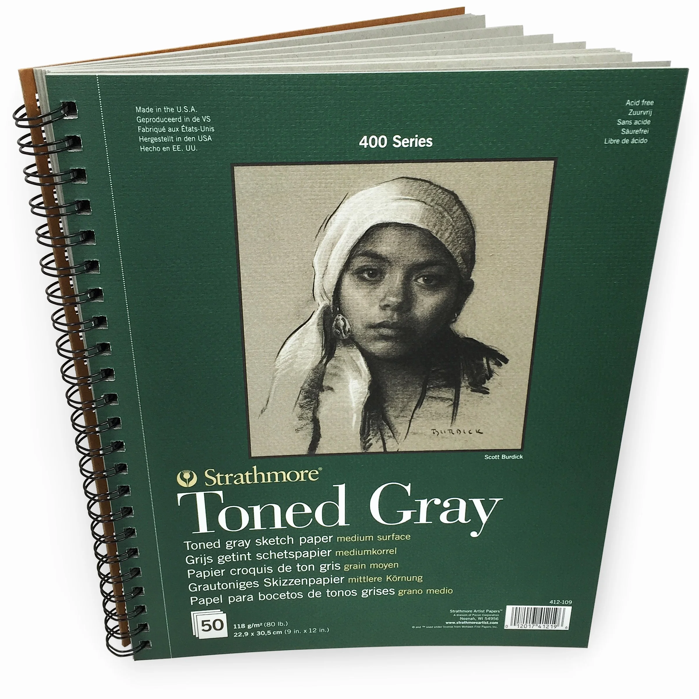 STRATHMORE 400 Toned Sketch Pads, Bloc de Papel de Color para Esbozo, Grano Fino, 118g, 22,86 x 30,48 cm, 50 hojas