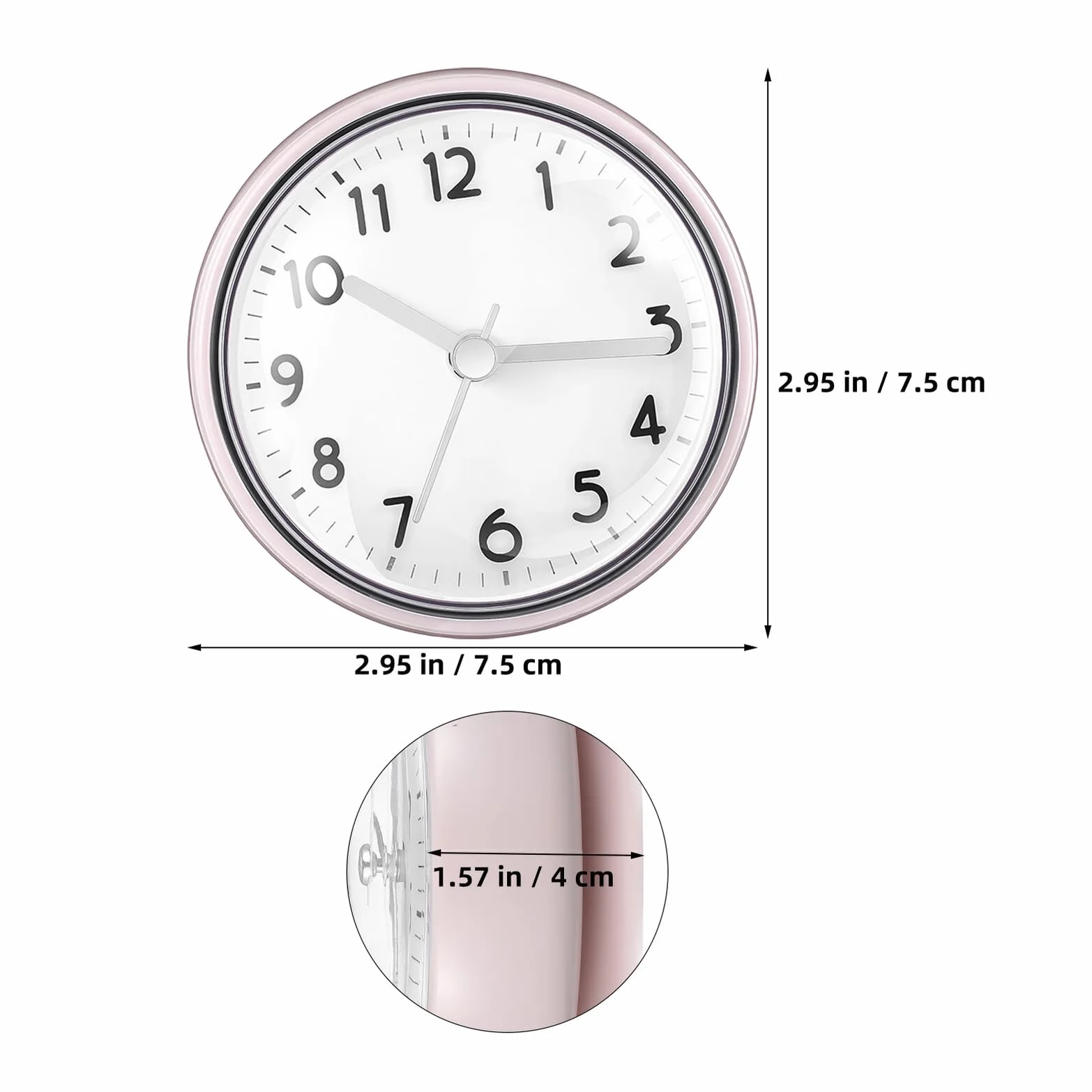 Zerodeko Reloj Mini de Pared Ventosa Resistente al Agua para Baño