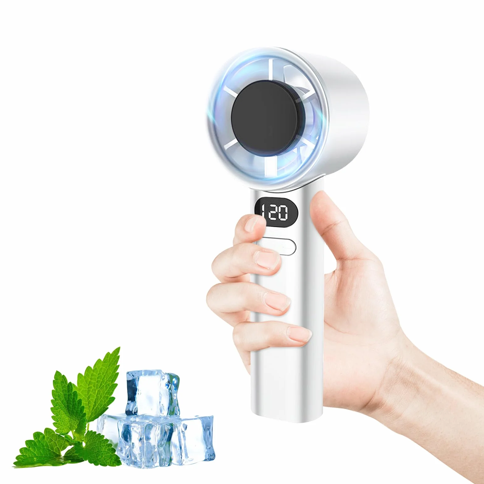 Ventilador De Mano, Mini Ventilador Portátil, Viento Superfuerte De 120 Niveles, Gran Capacidad De 1200 MAh, Batería De larga Duración, Apto Para Uso En Interiores Y Exteriores