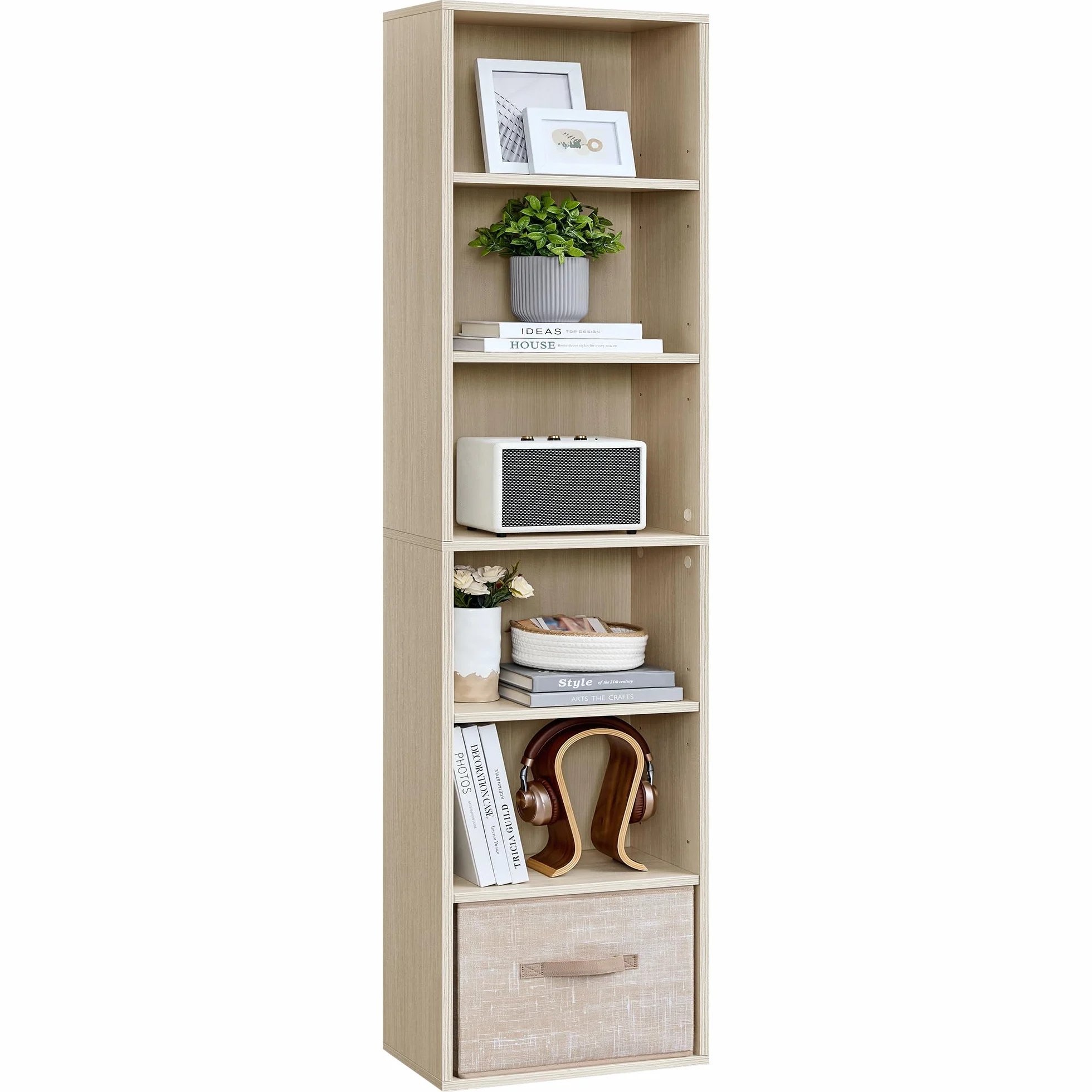 VASAGLE Estantería, Librería de 6 Niveles, Estantería de Almacenamiento Abierto, 24 x 40 x 178,5 cm, para Sala de Estar, Estudio, Comedor, Beige Natural LBC167L01
