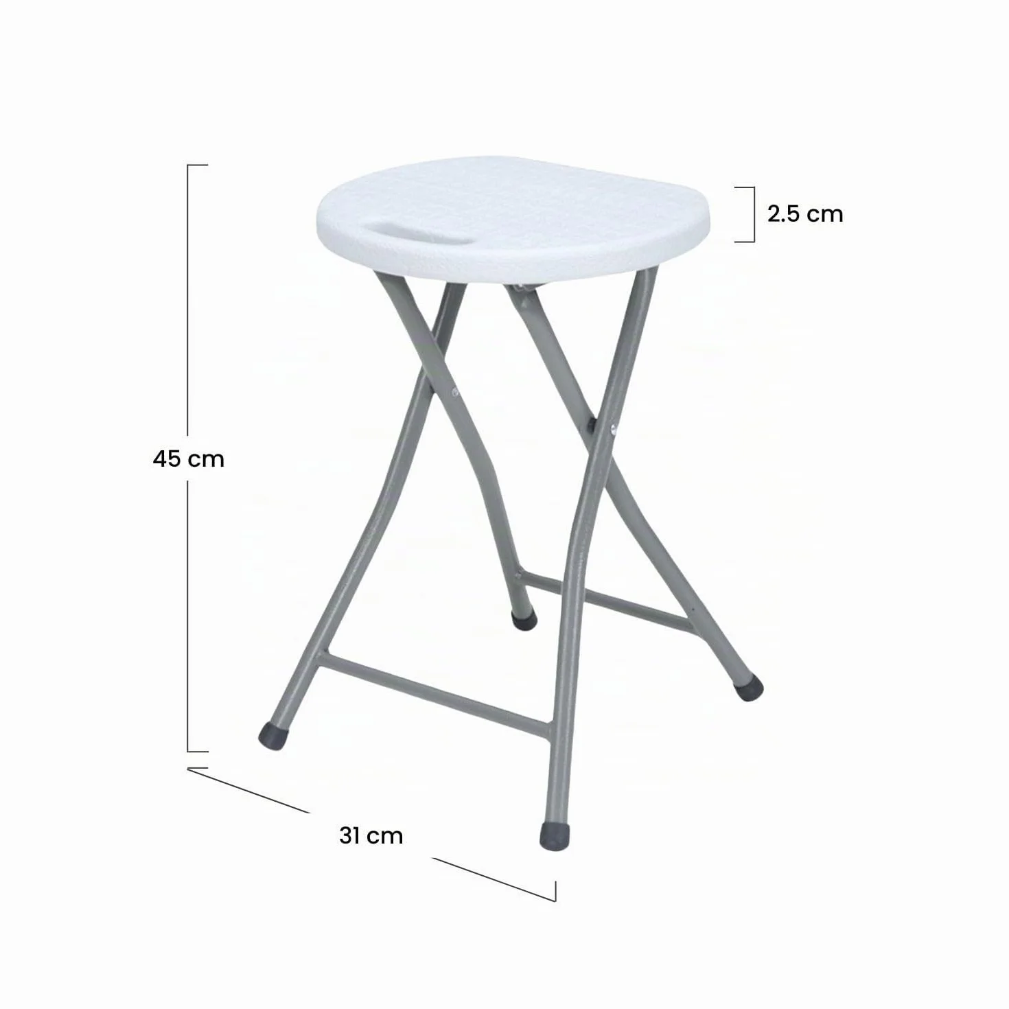Pack 6 Taburetes Plegables de Resina y Acero 31x45cm Blancos 7house