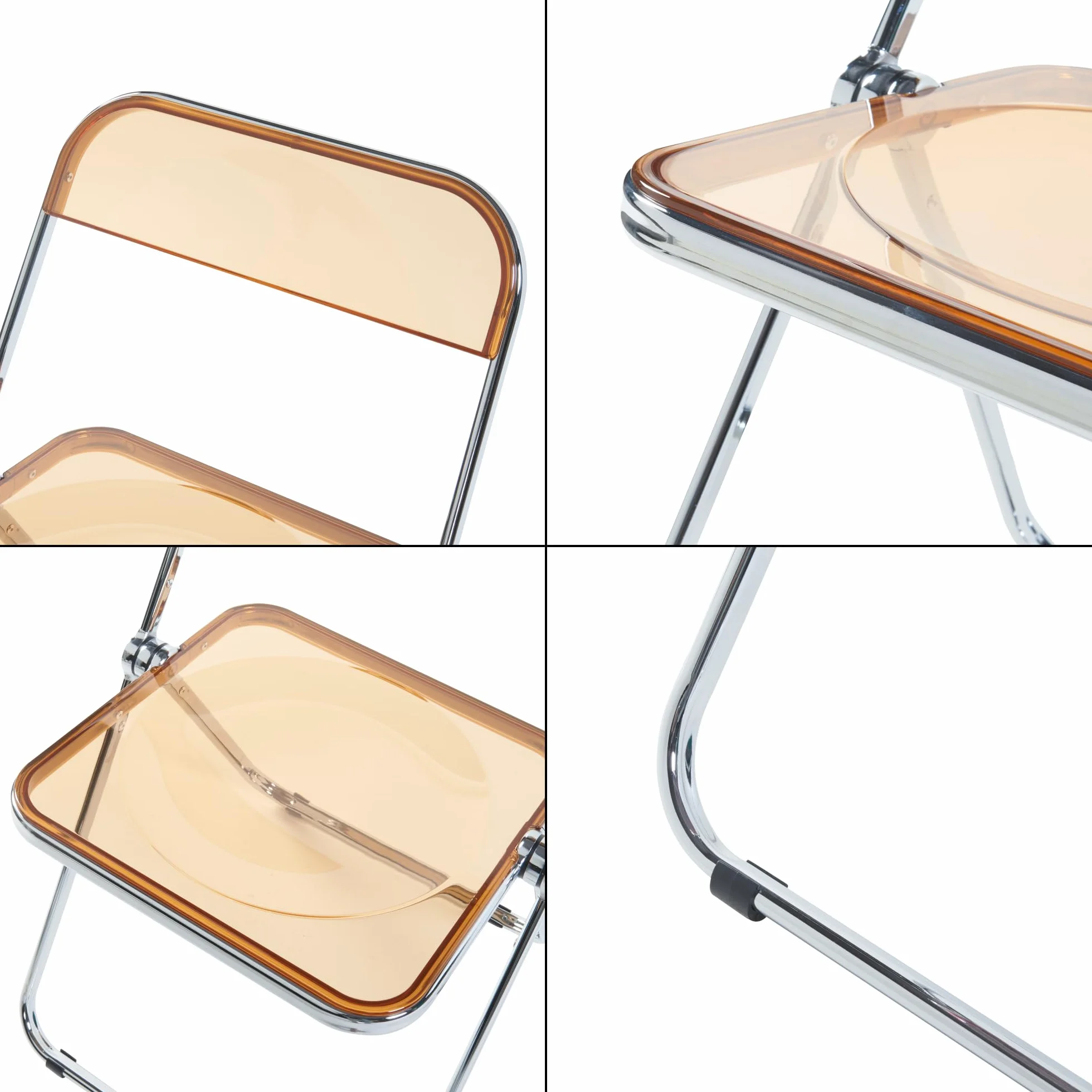 Juego de 2 Sillas Plegables Pornainen Transparentes Eventos Hogar Máx. 120 kg 74 x 46 x 47 cm Acero Plástico - Naranja