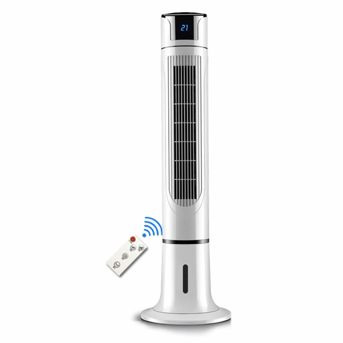 Ventilador De Torre Columna Oscilación Oscilador Personal Mini Escritorio Sin Hojas 3 Modos Funcionamiento 3 Velocidades (Control remoto)