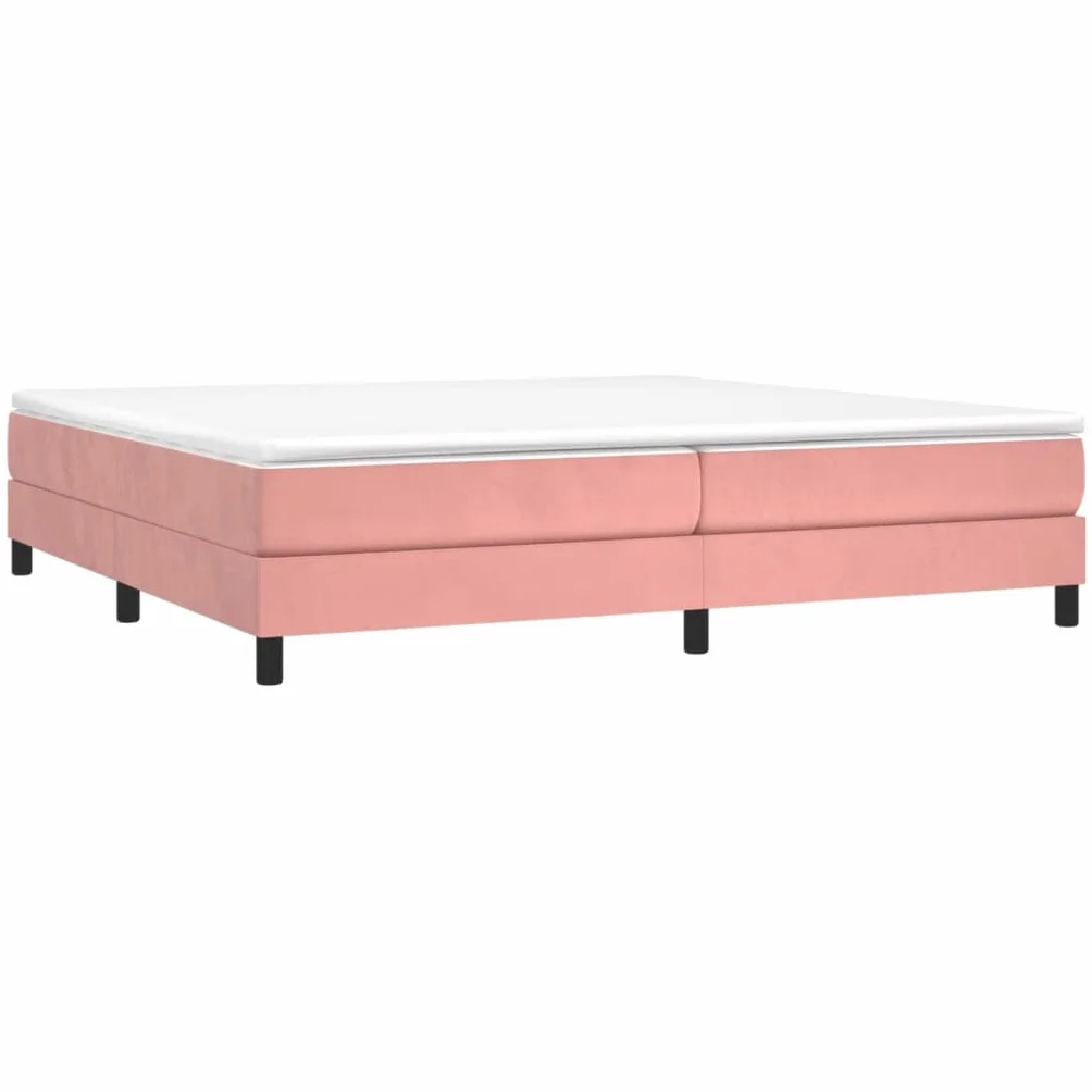 Cama con somier, color rosa, 200 x 200 cm, terciopelo