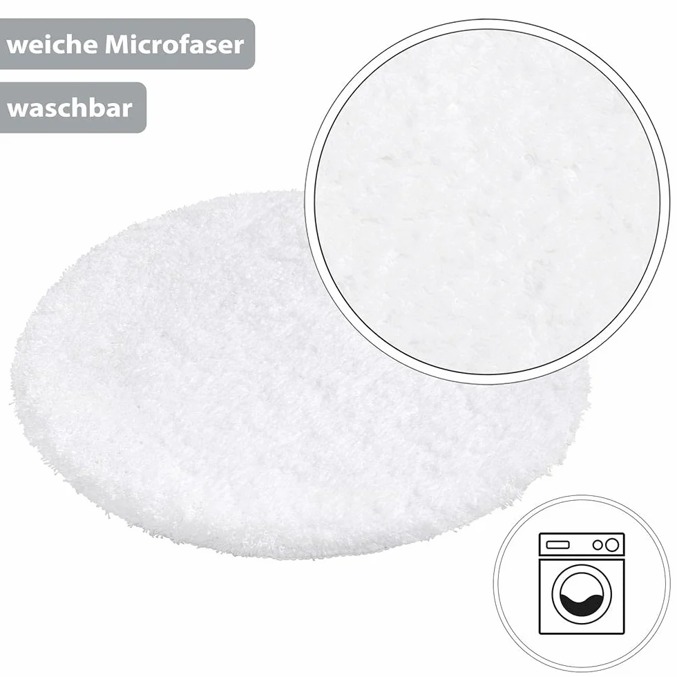 PANA Alfombra de baño redonda de pelo largo en varios colores y tamaños, de microfibra suave, antideslizante y lavable, diámetro de 71 cm, color: blanco