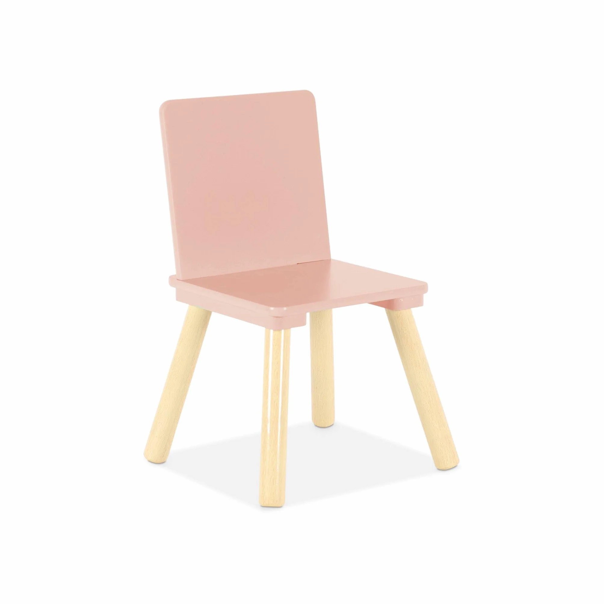 sweeek - Mesa Infantil Cuadrada con 2 sillas, Jude, Rosa, 60x60x43 cm
