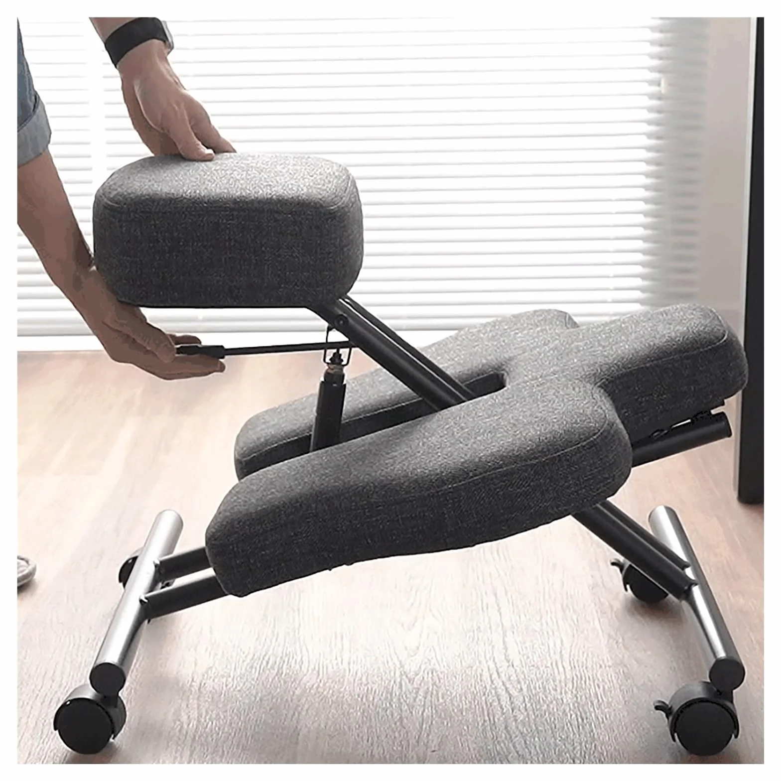 silla ergonomica rodillas Silla taburete ergonómica con ángulo de inclinación ajustable, silla de oficina en cuclillas y rodillas con ruedas, silla con piernas cruzadas para fanáticos de la meditación