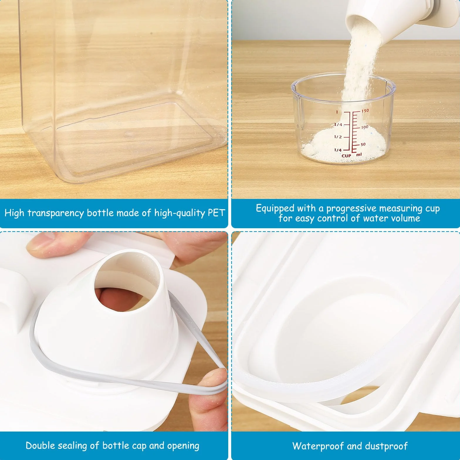 Dosificador Detergente Lavadora 1800 ml Recipientes para Detergente en Polvo con Vaso Medidor, Dispensador de Detergentes