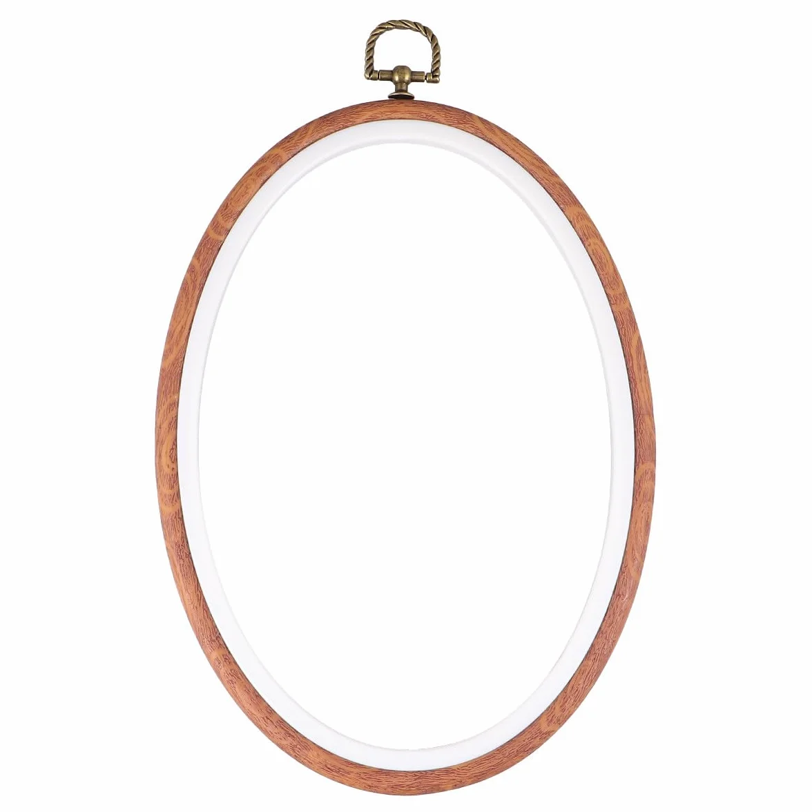 Cabilock Bastidor de Bordado Ovalado 18x25 Cm, 3 Piezas, Aro para Punto de Cruz Diy, Material Plástico Imitación Madera, Herramienta Manual para Costura y Manualidades