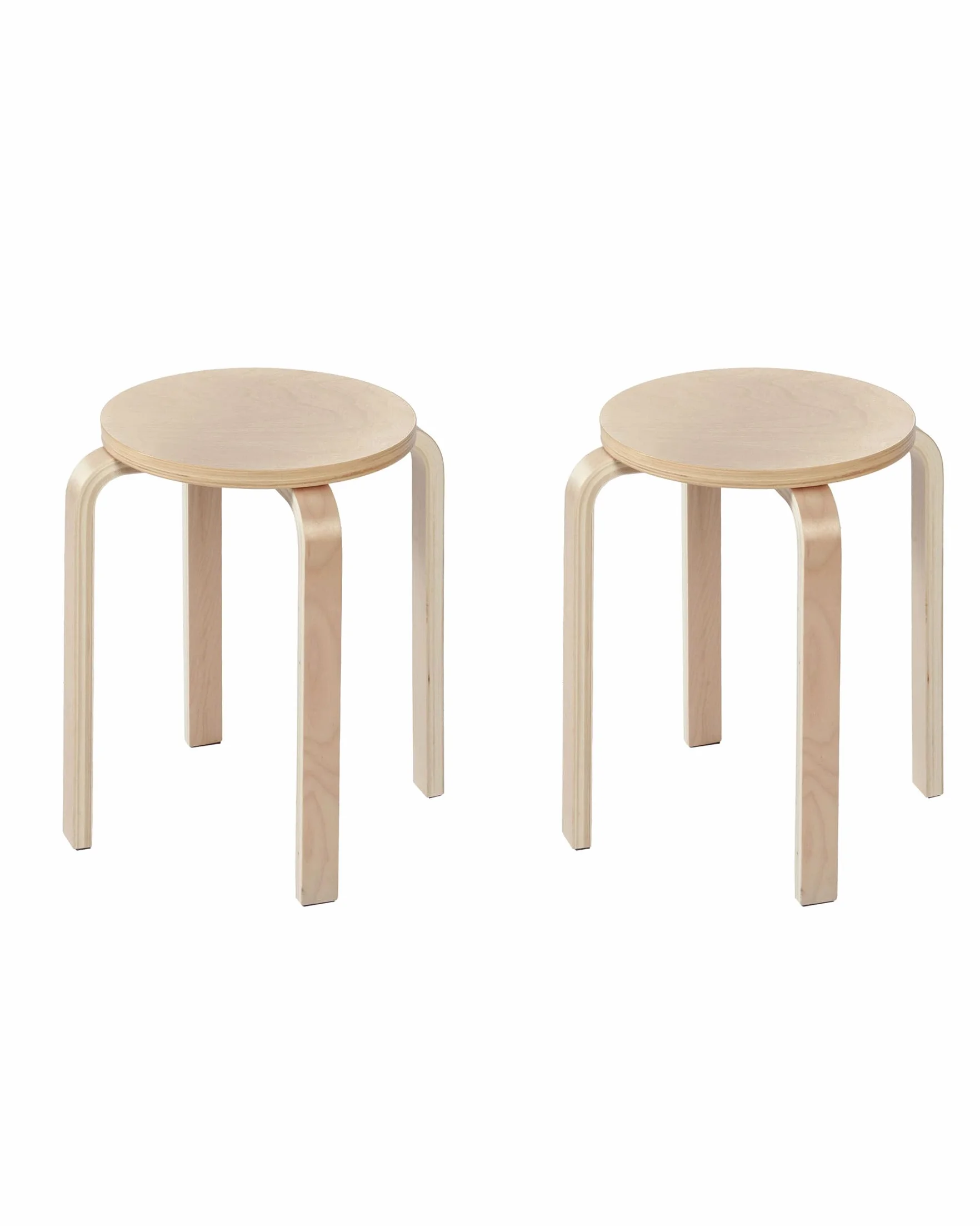 Taburete de Madera Lot de 2 Taburetes Apilables Taburete Bajo Redondo para Cocina Comedor Salón Cafetería Oficina Banqueta de Madera Pequeña Asiento Auxiliar Ahorro Espacio