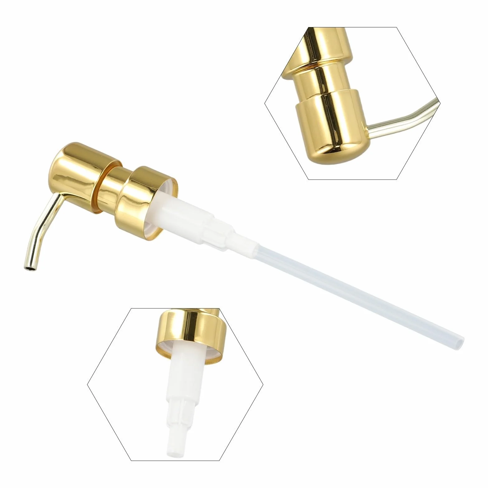Dispensador de jabón, Cabezal de Bomba loción líquida, jabón Acero Inoxidable(Titanium Gold)