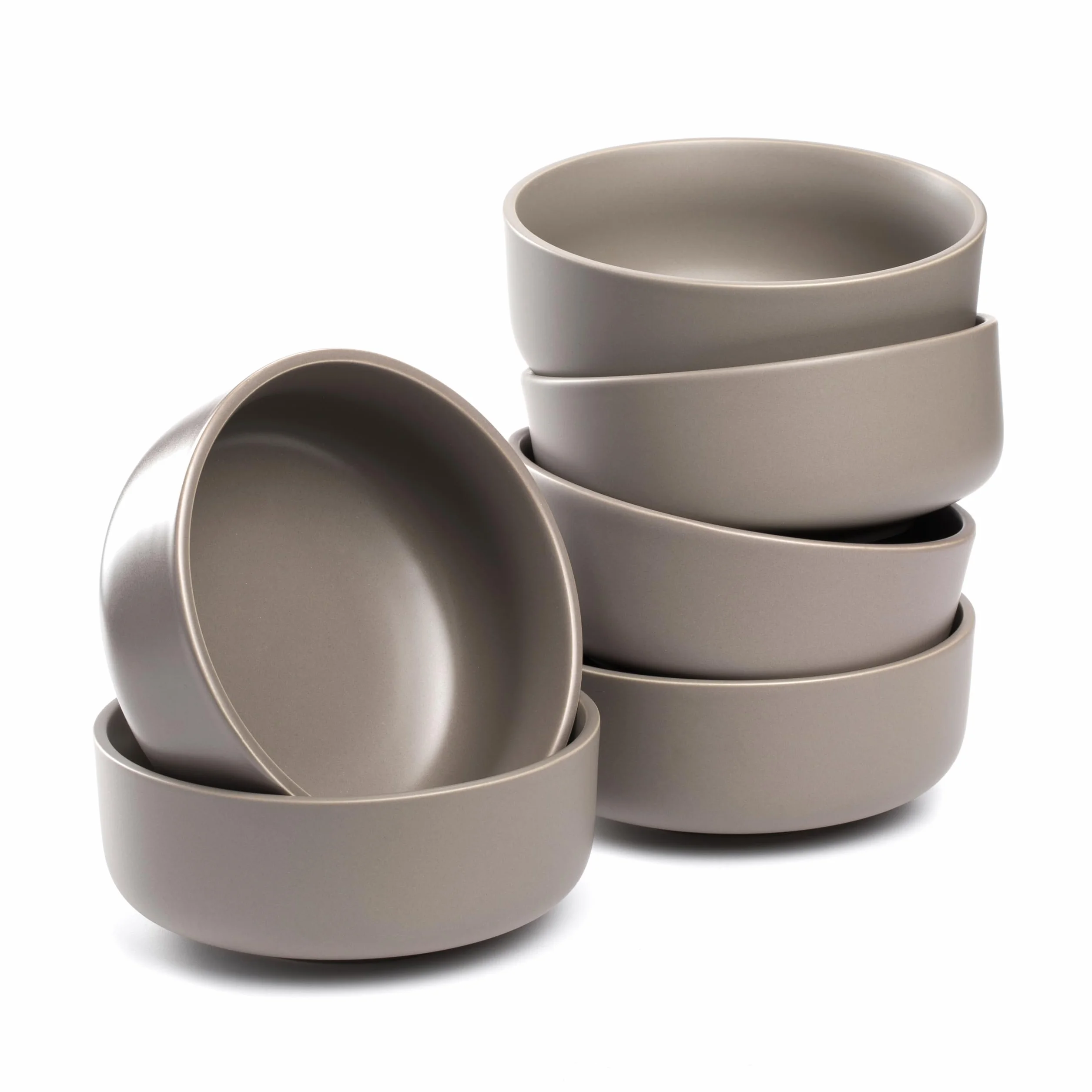 LEONARDO HOME Juego de 6 cuencos ROMA • Diámetro 15,7 cm • Apto para microondas y lavavajillas • Apilable • Vajilla de cerámica para 6 personas • Cuenco de postre, superficie ligeramente mate • gris