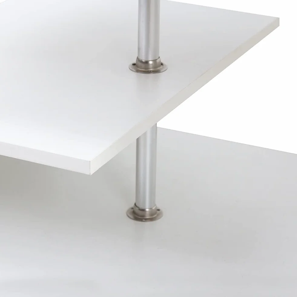 BAKAJI Mesita de salón Blanca para Sala de Estar, café, para Ordenador, Mesa de salón Lateral, sofá con Doble Estante y Estructura de Madera, diseño Moderno, 41 x 91 x 52,6 cm, decoración para el