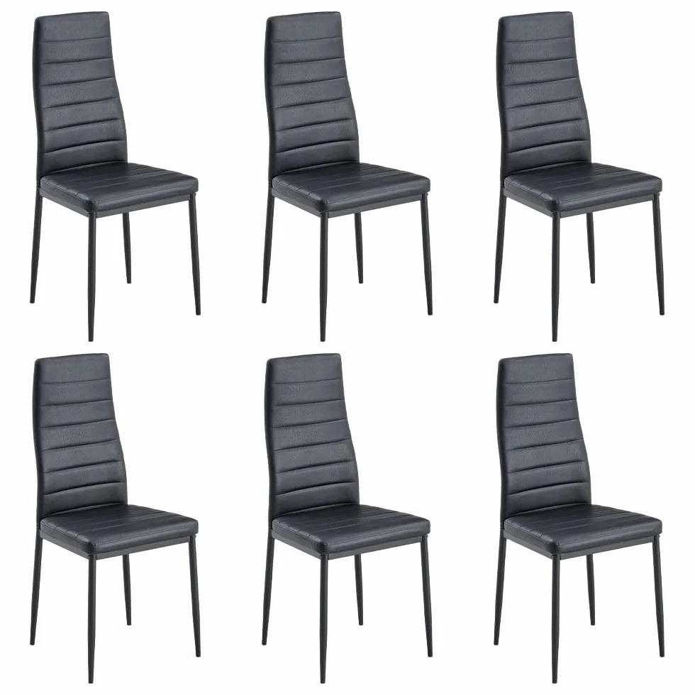 Stanew Pack de 6 Sillas de Comedor, Sillas de Comedor Modernas, Asiento Grueso Acolchado, Respaldo Juego Sillas de Cocina (Negro)