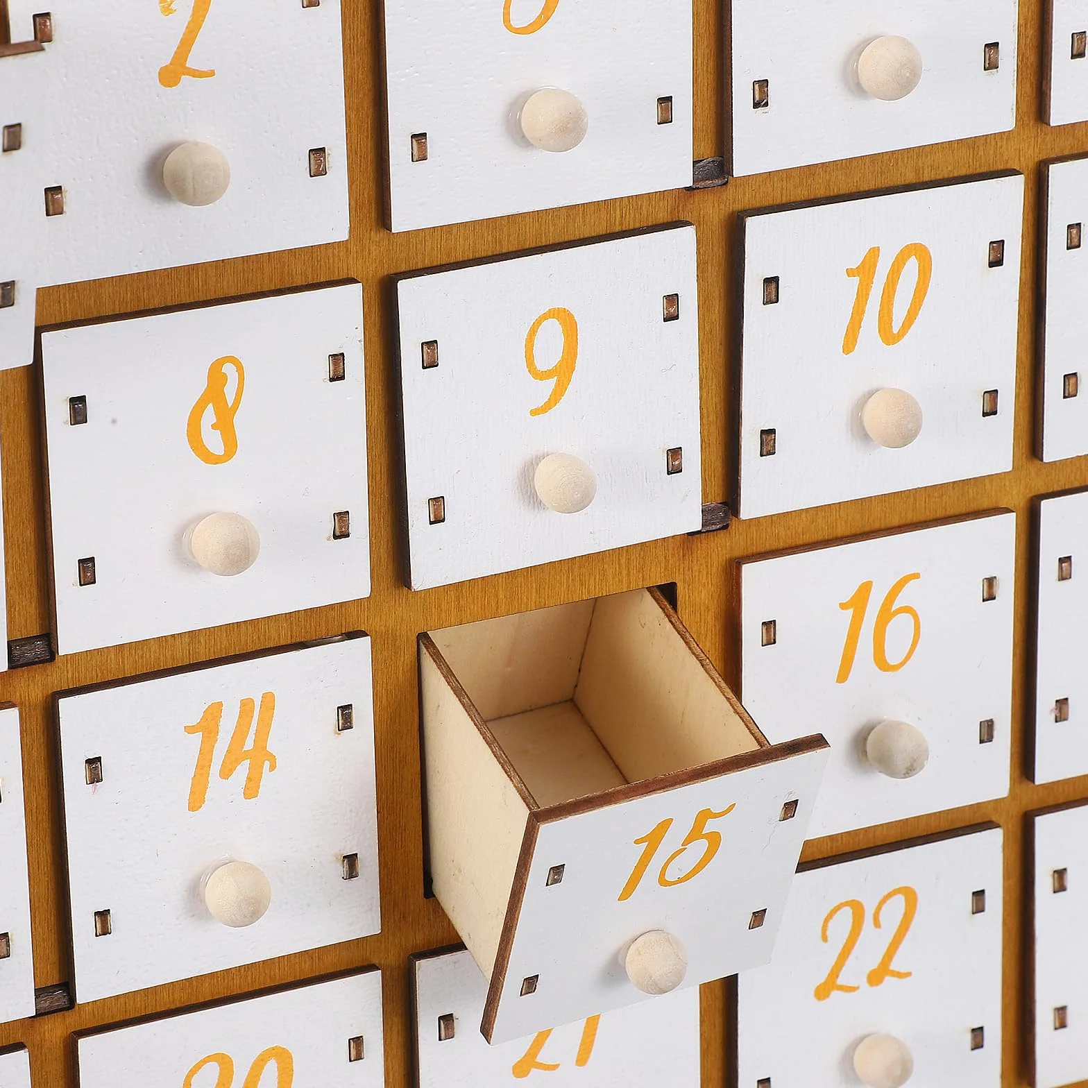 Operitacx Calendario de Adviento de Ramadán con Luz LED de Madera y 30 Cajones para Cuenta Regresiva y Organizador de Escritorio Decoración para Fiesta Eid
