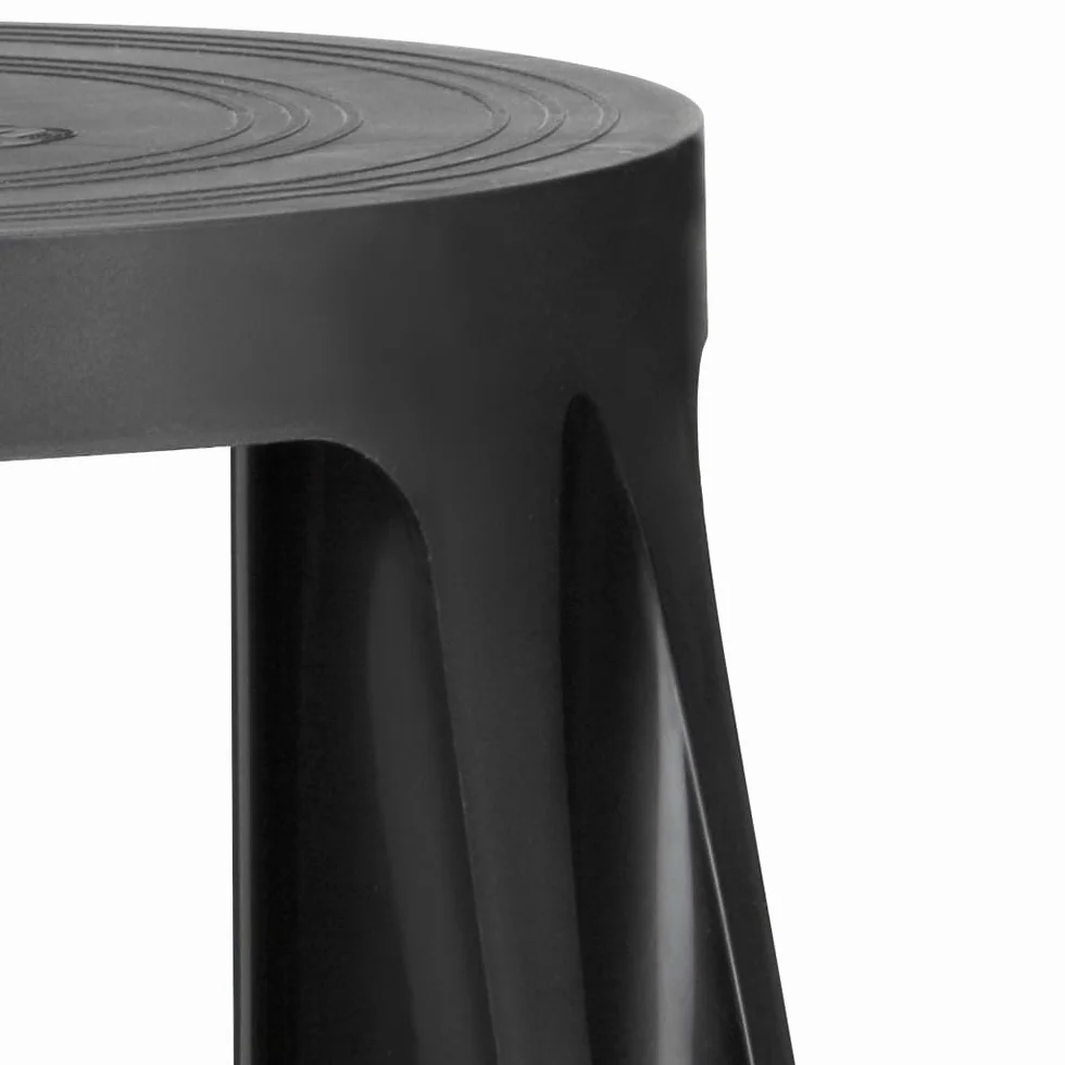 IVOL Taburete estable con pie de elefante, plástico, 41 cm de altura, 150 kg de carga, color negro