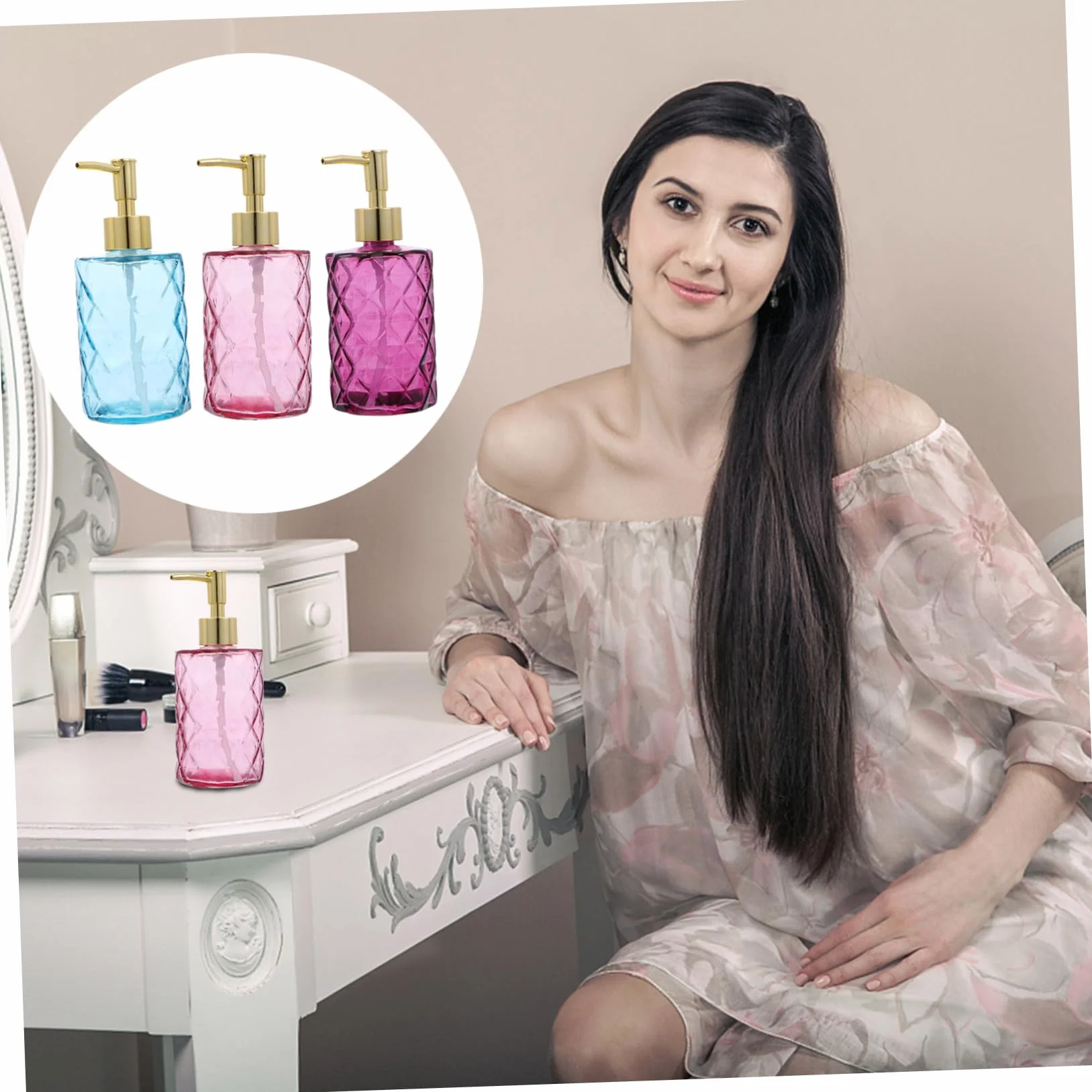 IMIKEYA 3piezas Botellas de Vidrio con Pulsador Botella de Champú para Baño Soporte para Almacenar Champú para Baño