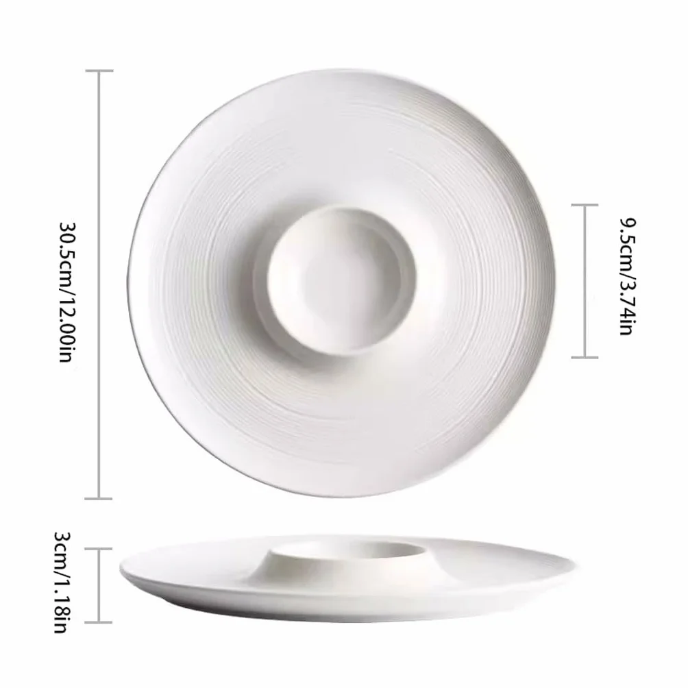 Suministros Para La Fiesta Sopa gruesa blanca, fideos creativos, plato ligero de lujo con diseño artístico, vajilla occidental japonesa, plato for dumplings, plato de sopa Platos De Fiesta (Color : A