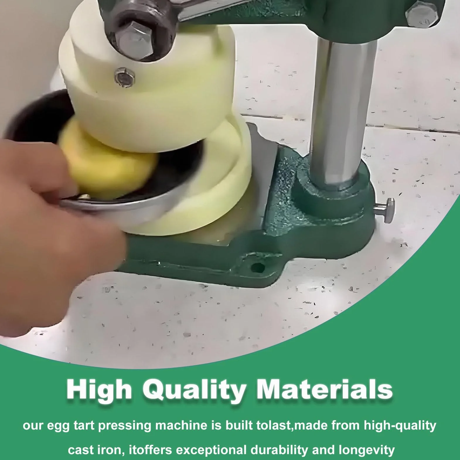 Máquina de prensa de tarta manual con molde, moldeador de corteza de tarta de huevo antiadherente para hornear, herramienta de pastelería de escritorio compacto para postres caseros, base de hierro fu