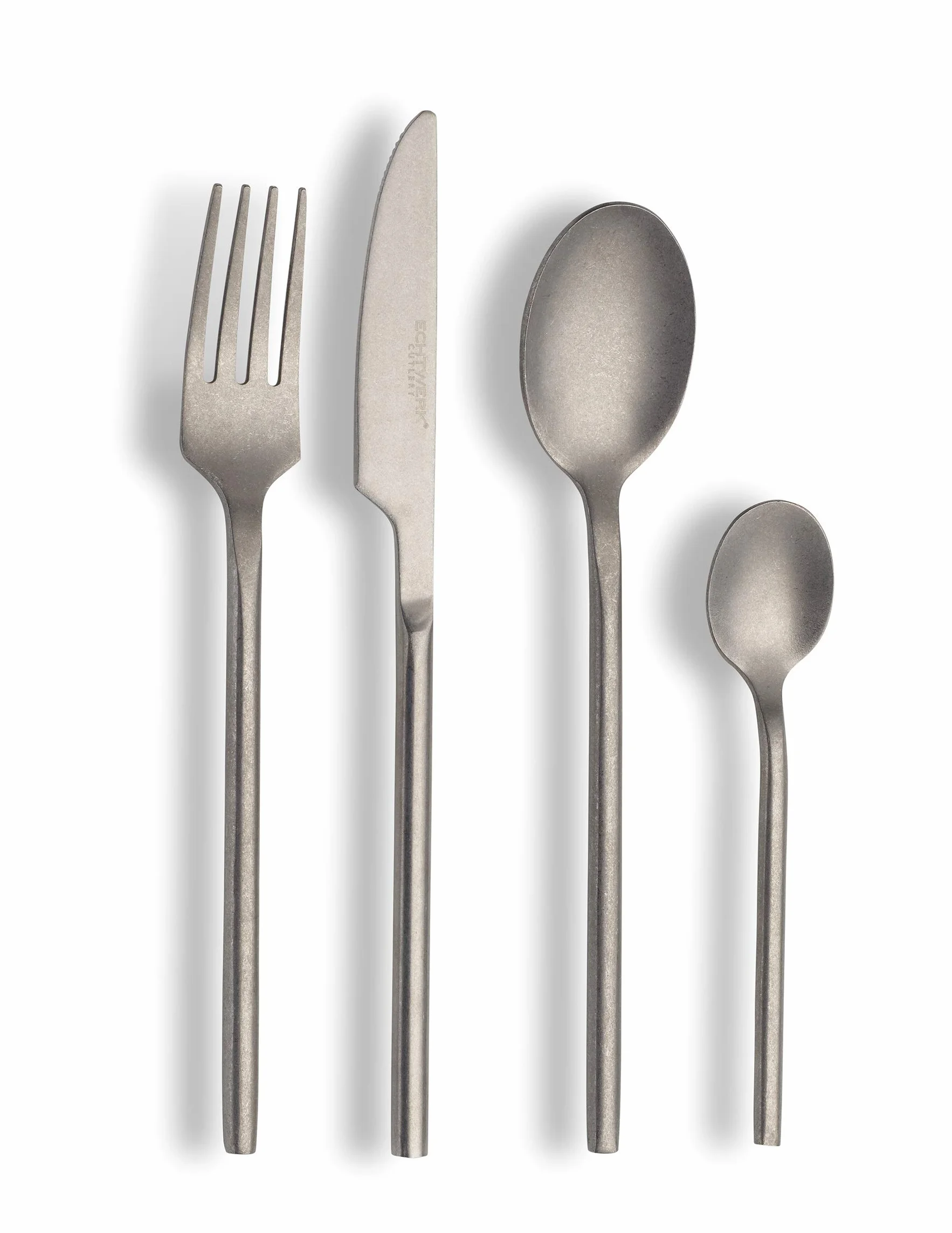 ECHTWERK Cubiertos de mesa Malou, plateado stonewashed, 16 piezas, cubiertos para hasta 4 personas, acero inoxidable, acero cromado-níquel