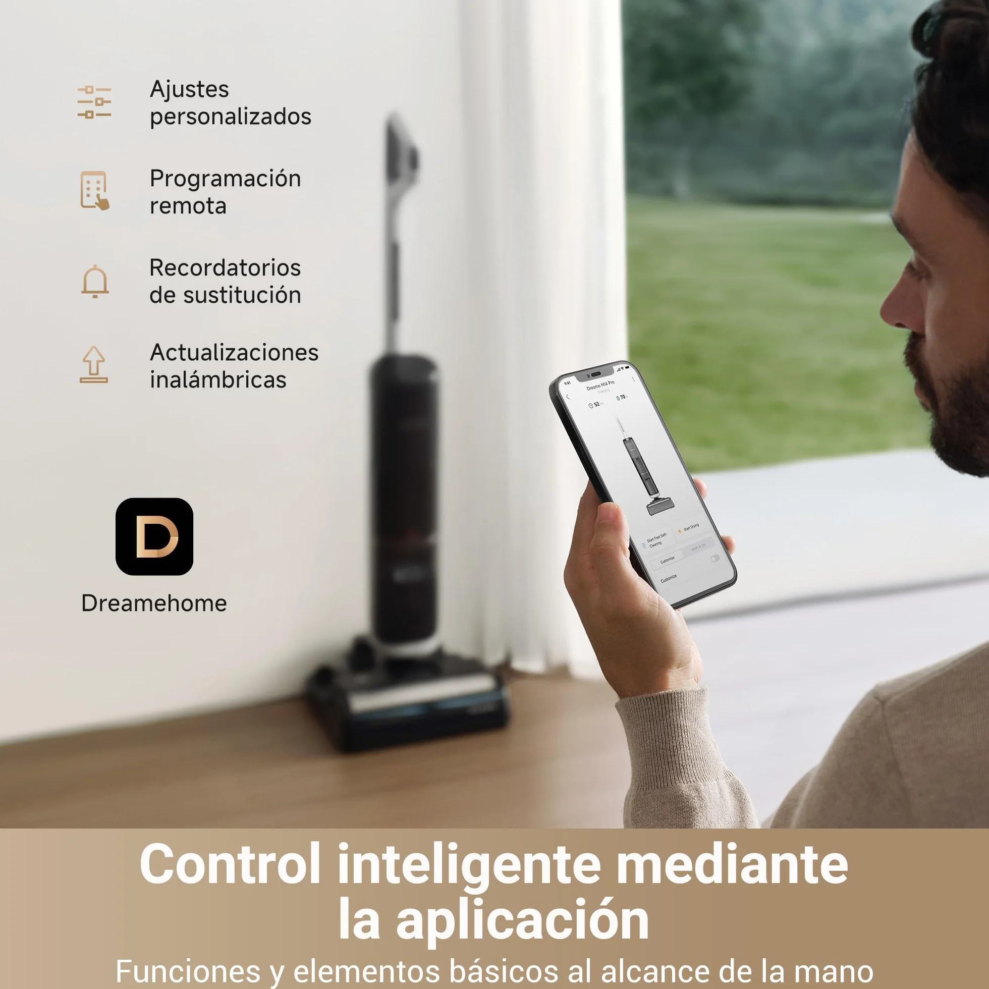 DREAME H14 Pro Aspiradora en Seco y Húmedo, Alcance de 180 Celsius, Autolimpieza a 60 Celsius, Secado en 5 min, Máxima Potencia de 18.000 Pa, Adición Automática del Producto, Cepillo Giratorio