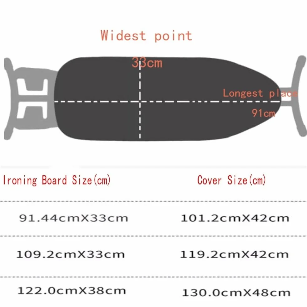 Cubre Tablas, Funda for Tabla de Planchar Reflectante de Calor de 13 x 36 Pulgadas, Acolchado for Planchar de fácil Ajuste(Grey)