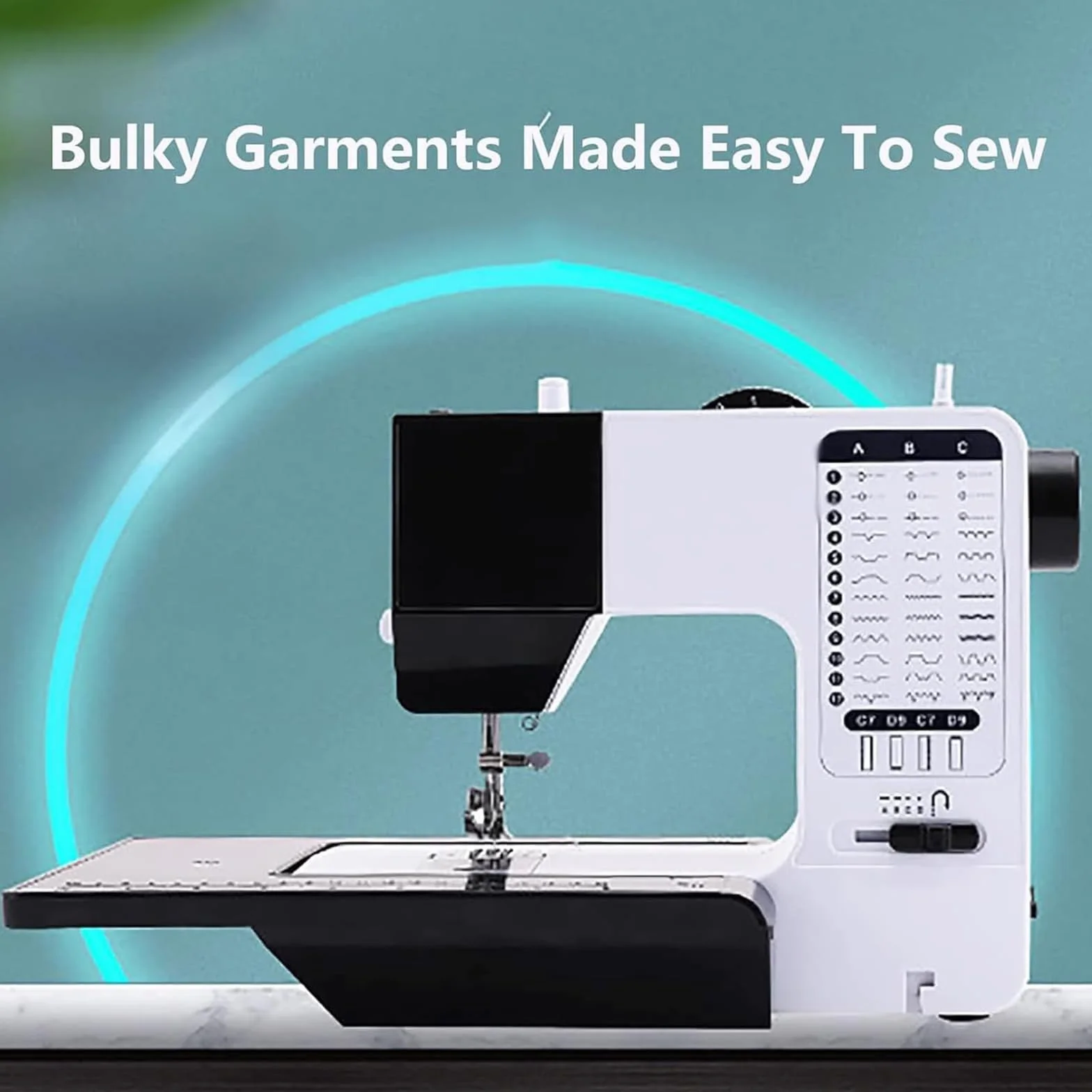 Máquina de Bordar Digital eléctrica, máquina de Coser automática Multifuncional con Mesa de extensión/Cuchilla de Corte, 38 Modos de Puntada/tensión Ajustable/Velocidad Ajustable