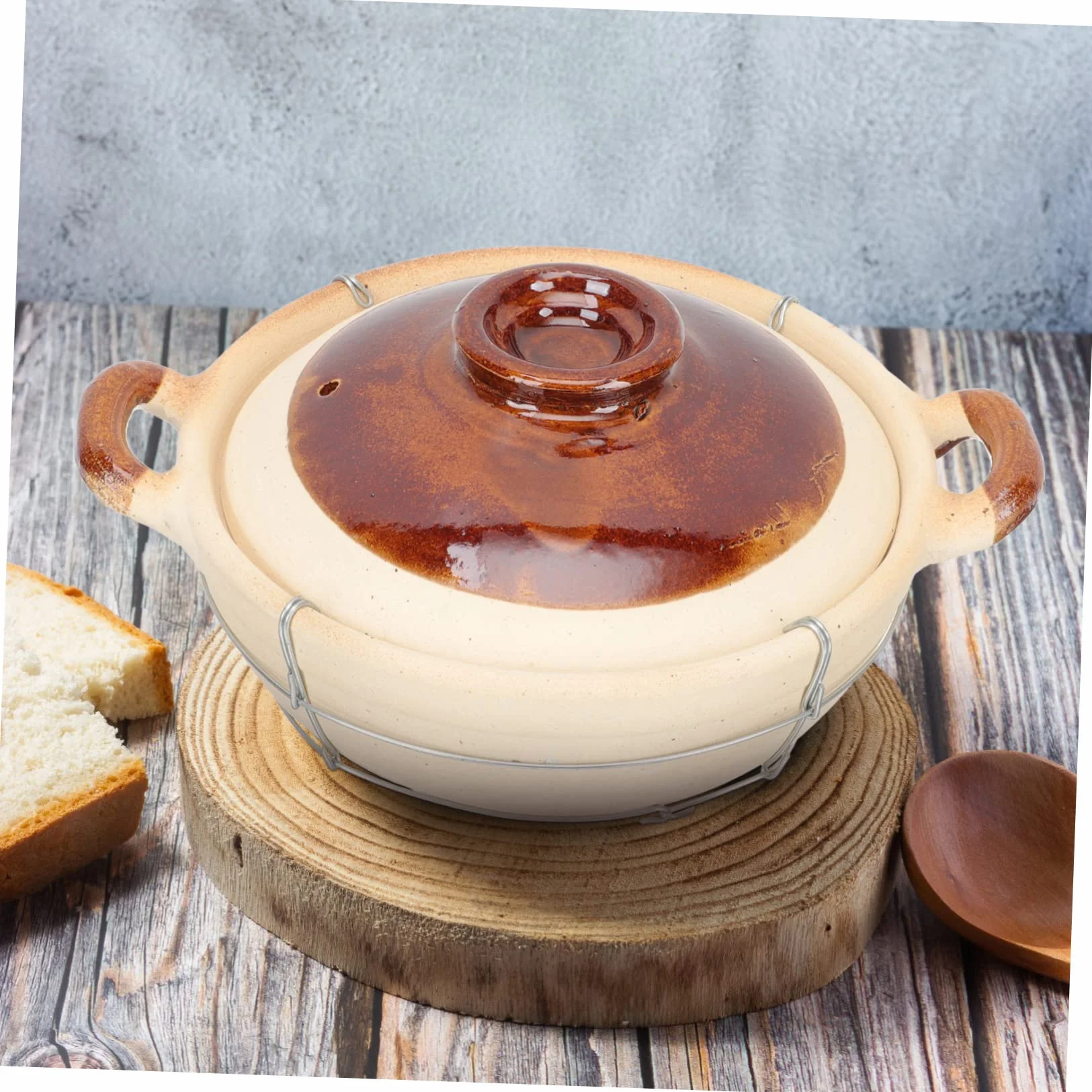 Sosoport Olla Doméstica de Barro Asa Única, Capacidad 0.5l, Transferencia Uniforme de Calor y Superficie Antiadherente para Guisar Comida en Cocina Casera