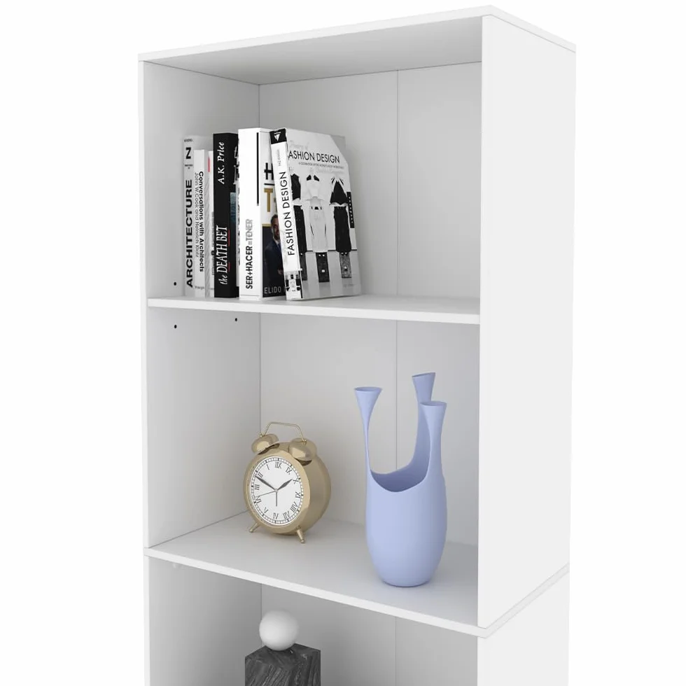 Vicco Librería Bob, Blanco, 60 x 190 cm | con 5 compartimentos, para almacenar y presentar libros y carpetas