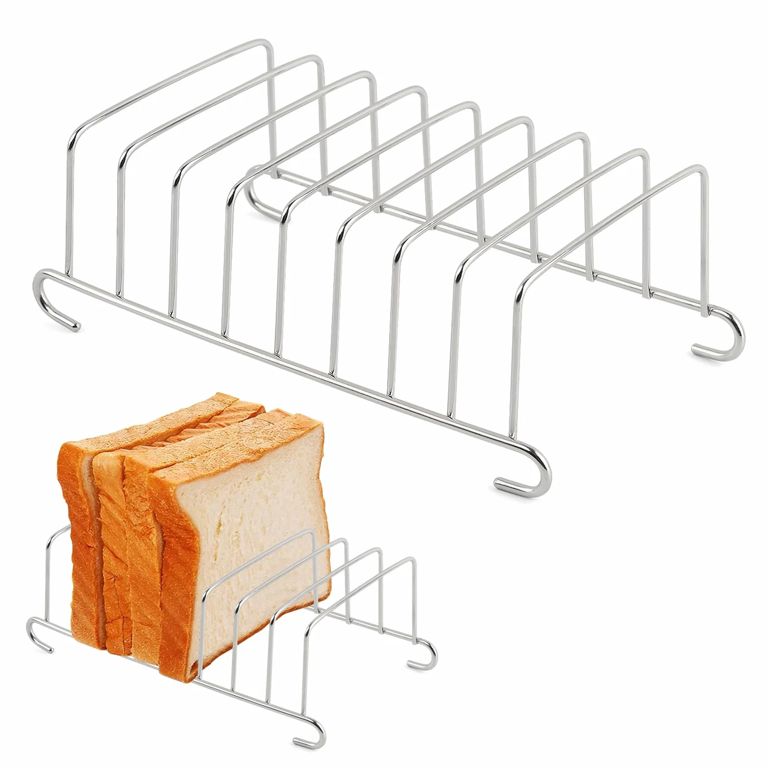 GeKLok Panera de acero inoxidable, accesorios de freidora de aire para panqueques, soporte rectangular para panqueques freidora de aire Pan Rejilla de refrigeración (plata, tamaño: 15.5x9cm)