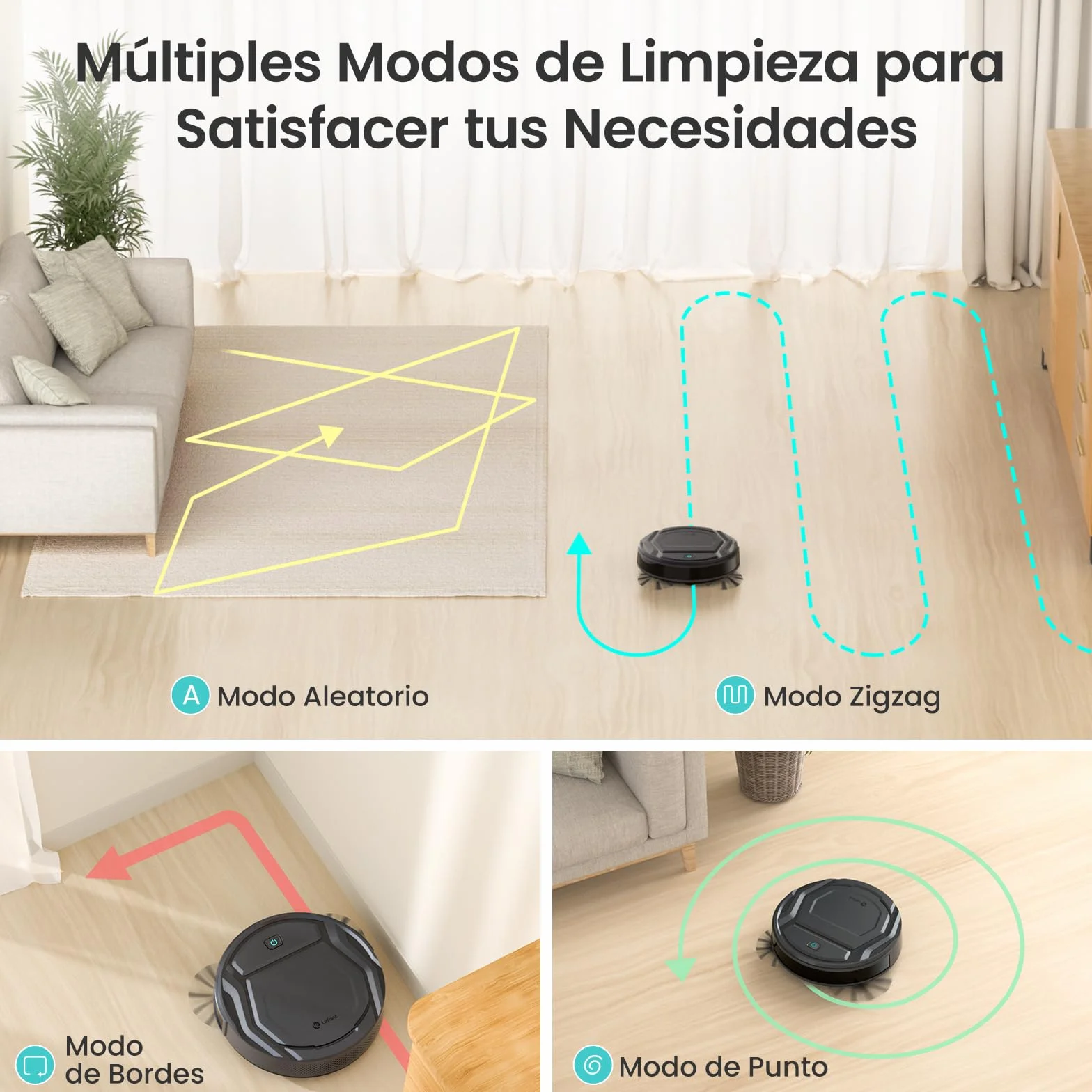 Lefant Robot Aspirador 2200Pa, Aspirador Robot Autonomía de 120 Min, WiFi/App/Alexa, Sensor de Anticolisión/Caída Navegación Inteligente, Delgado y Silencioso, 6 Modos de Limpieza M210 Pro