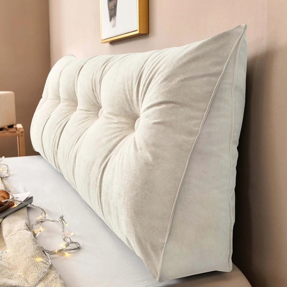 Yanman - Almohadas grandes de cuña para cabecero de cama, almohada triangular de lectura, cojín de apoyo lumbar, respaldo de cintura, cojín de posicionamiento suave para sofá cama, 135 x 50 x 20 cm