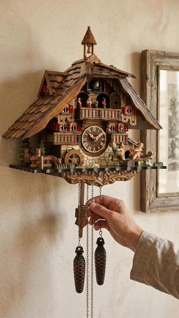 Cuckoo-Palace Reloj de Cuco alemán de la Selva Negra con Movimiento de Cuarzo 42cm de Altura