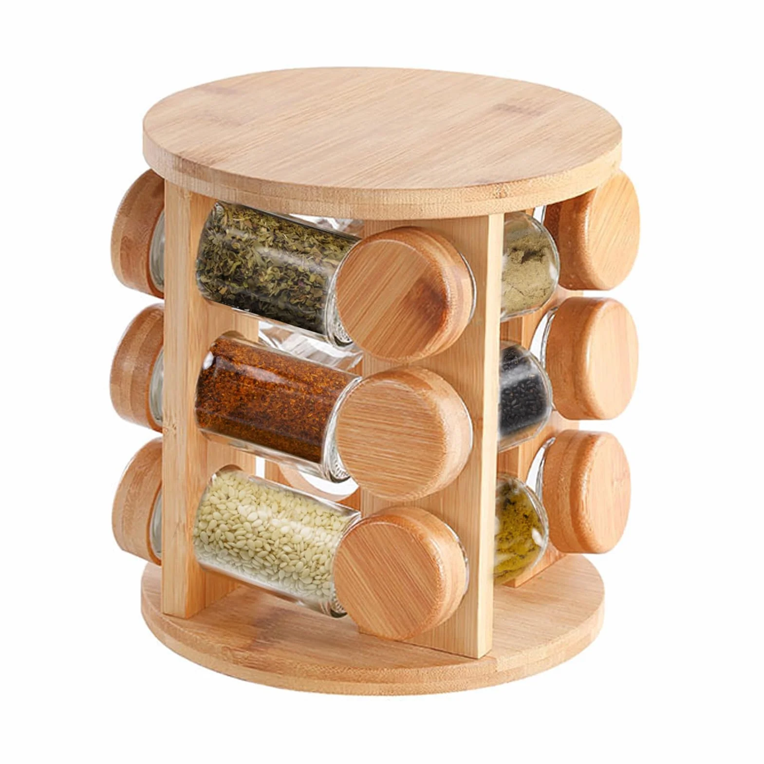 Estante giratorio para especias – Estante de almacenamiento para sal – Dispensador de especias de cocina que ahorra espacio – Elegante soporte para especias para un fácil acceso