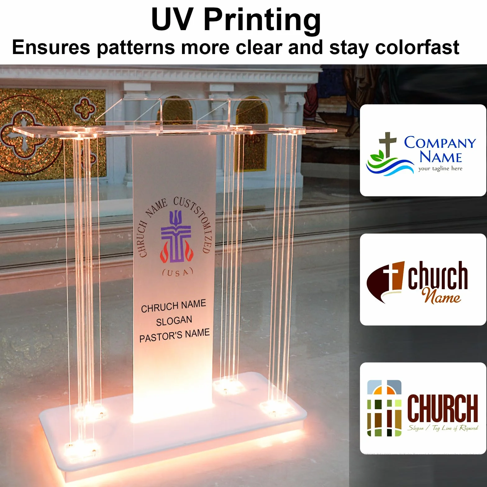 Púlpito de iglesia, 118,5cm Atril acrílico transparente con ruedas, Atril cilíndrico atril transparente con plataforma de lectura vertical para iglesias,118,5cm x 90cm x 45 cm (1, Personalizado A)