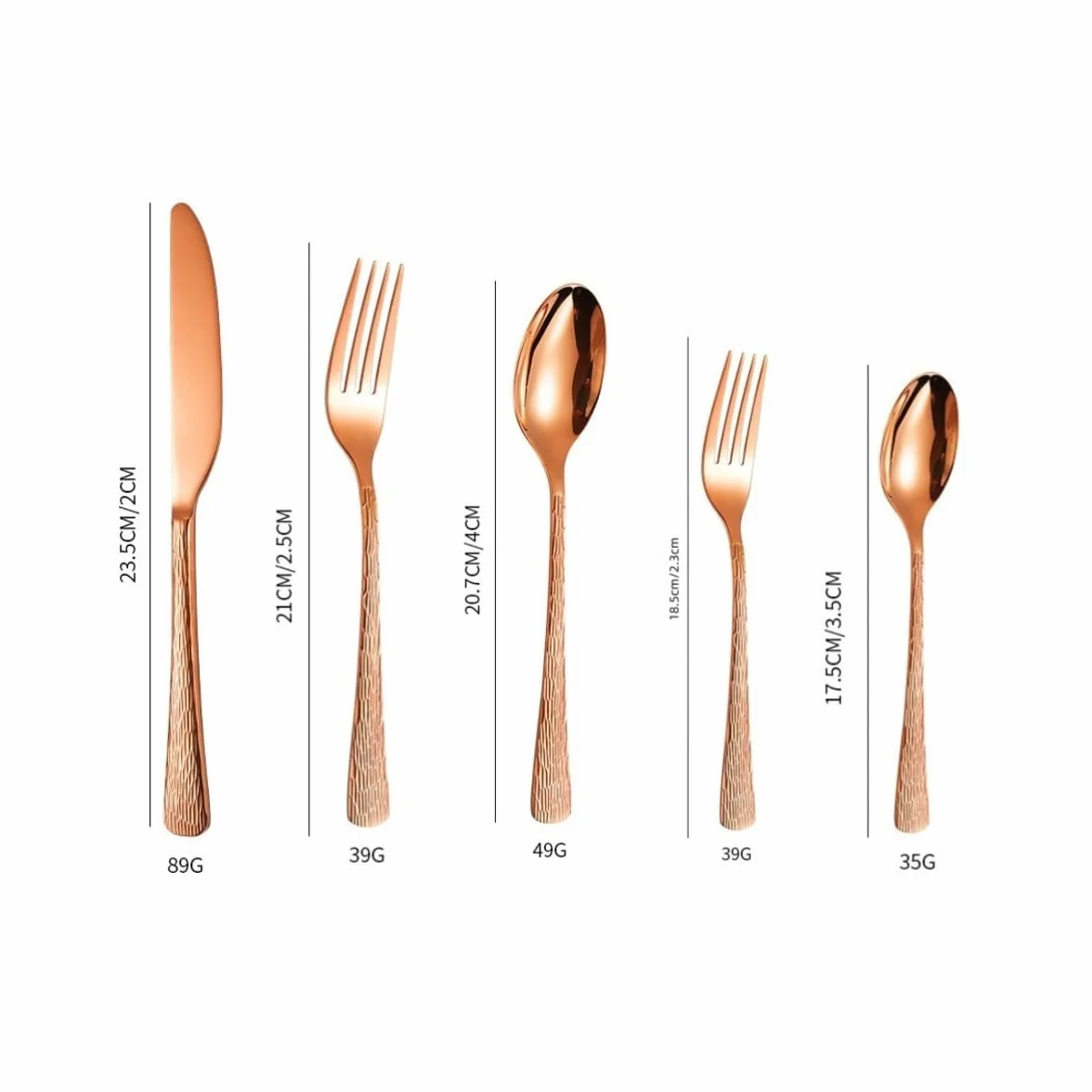 Cubiertos Acero Inoxidable 410 Con Vetas Ma ra Oro Rosa 4 Juegos | Cuchillos tenedores y cucharas reutilizables y reforzados para uso doméstico