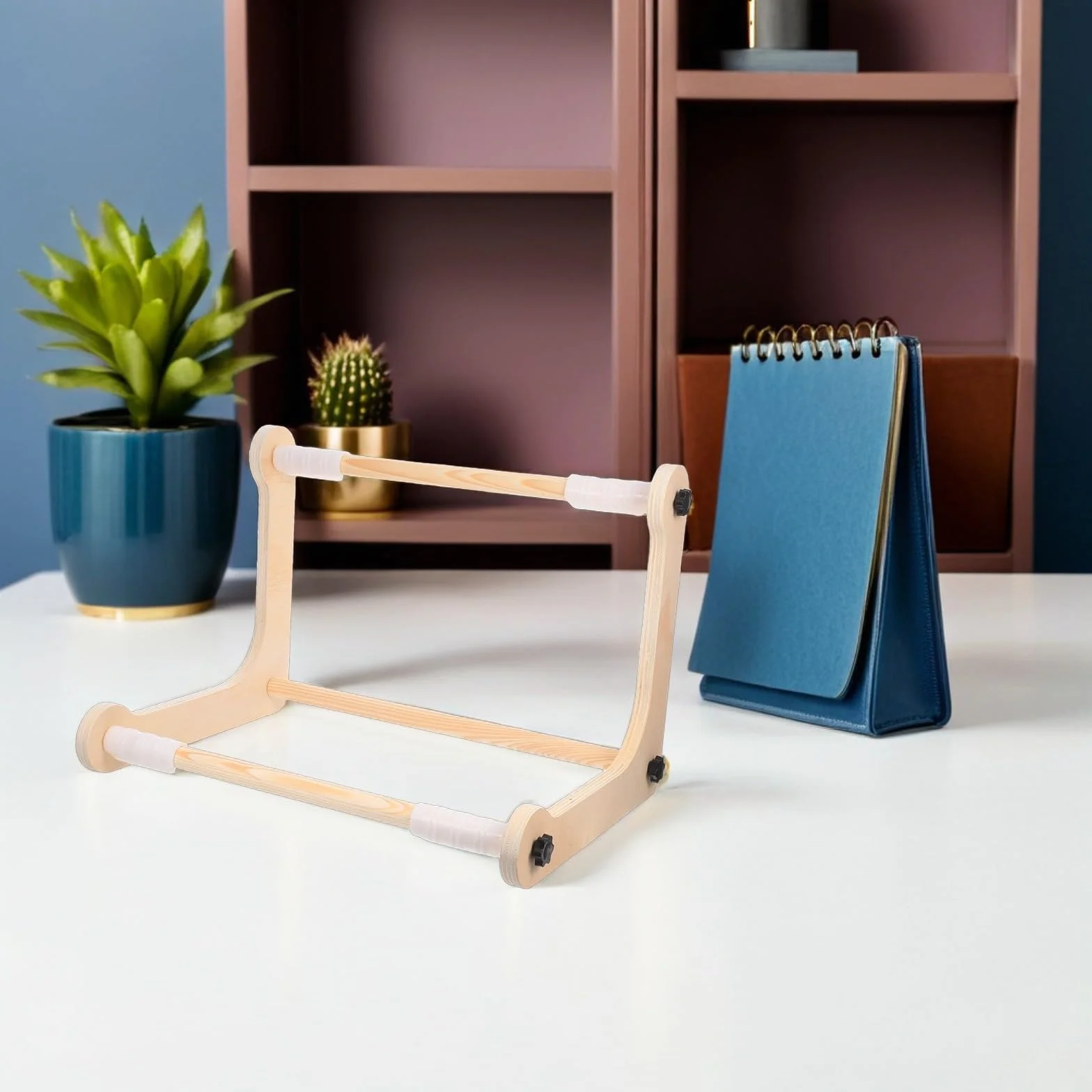 DOITOOL Soporte Ajustable para Aro de Bordar de Madera Maciza Soporte de Regazo y Mesa para Punto de Cruz Bastidor Portátil para Labores de Aguja y Tapices Adecuado para Manualidades y
