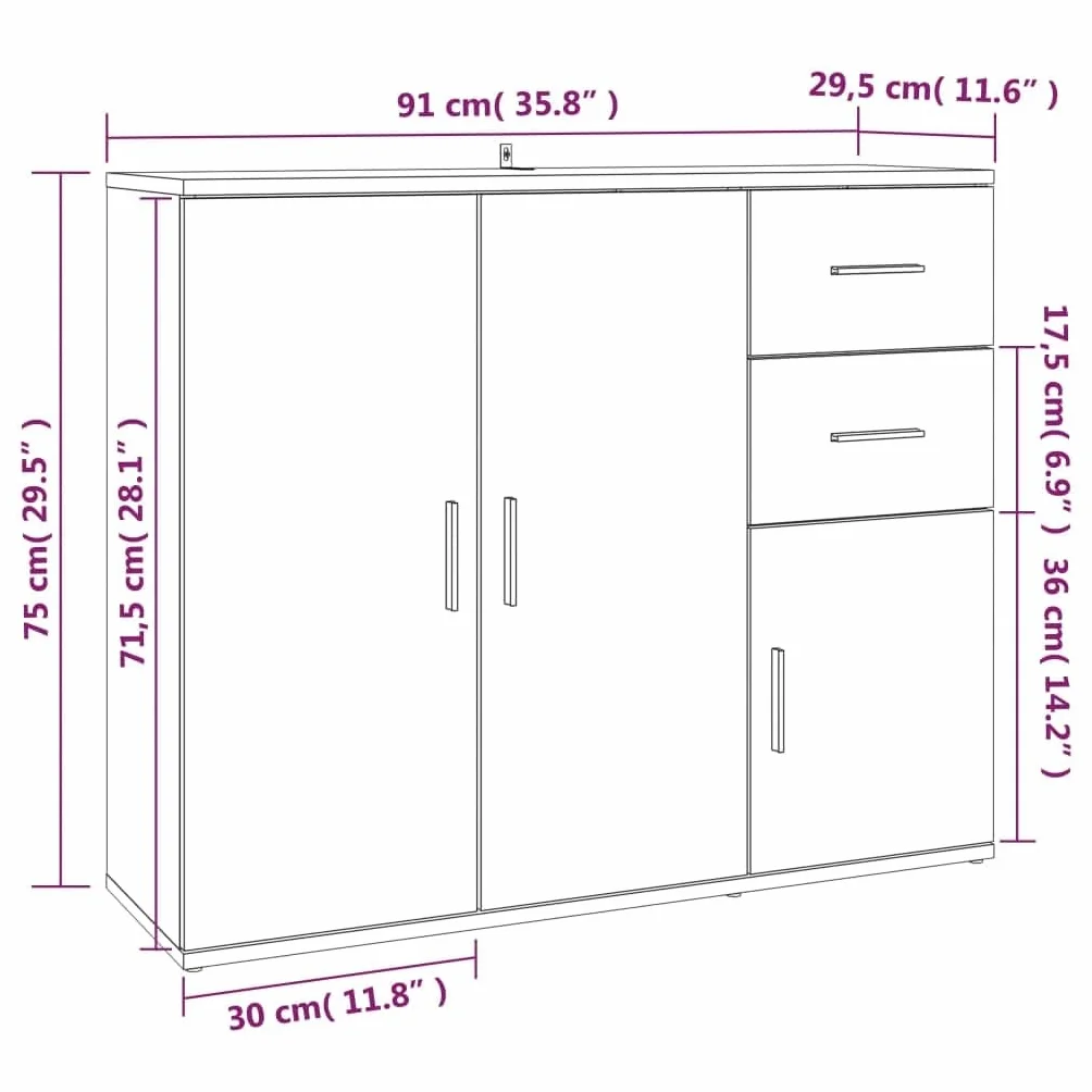 vidaXL Aparador Roble Sonoma 91x29,5x75 cm