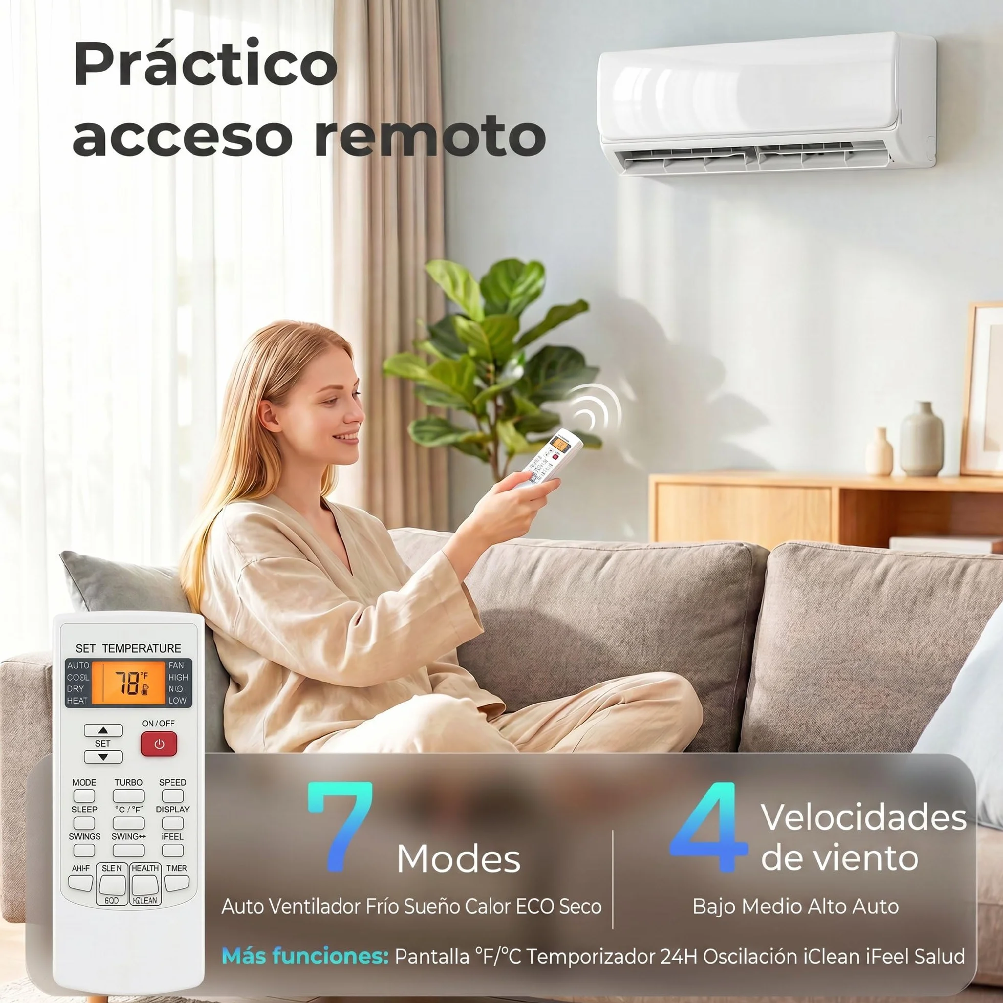 HOMCOM Aire Acondicionado Split 12000 BTU, Bomba de Calor, Aire Acondicionado Inverter, Clase A++, WiFi y Control por Voz, hasta 18 m², Pantalla LED, Mando a Distancia