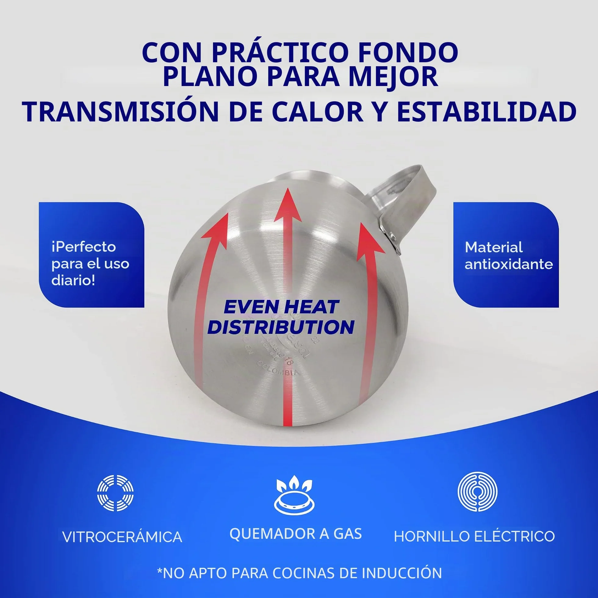 Olla Colombiana Chocolatera 2.1 cuartos galón 2L - Máquina de chocolate caliente aluminio para café leche