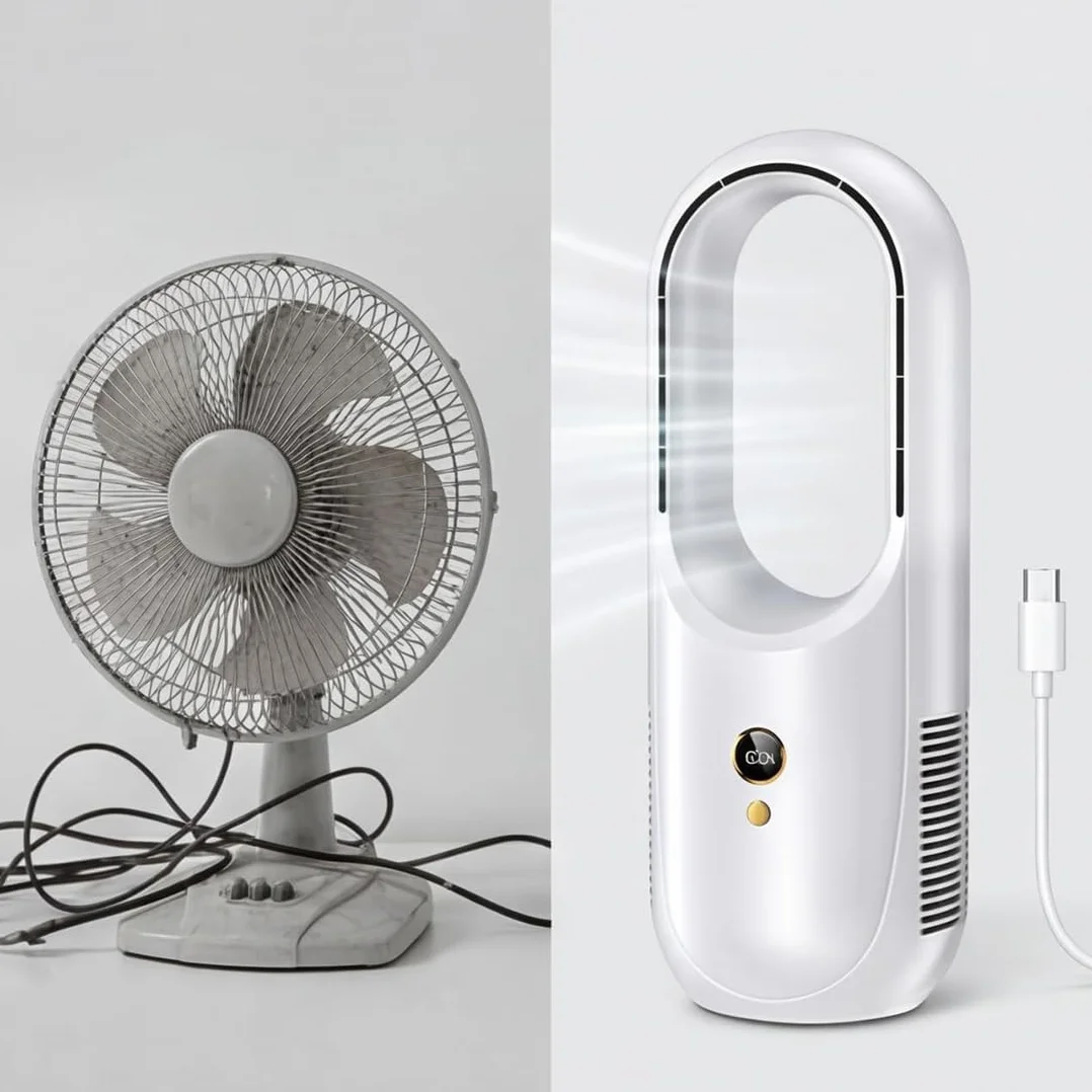 Genérico Ventilador de torre sin aspas de 12 ", silencioso y con 6 velocidades de viento ajustables para el hogar, dormitorio y oficina. (A1)
