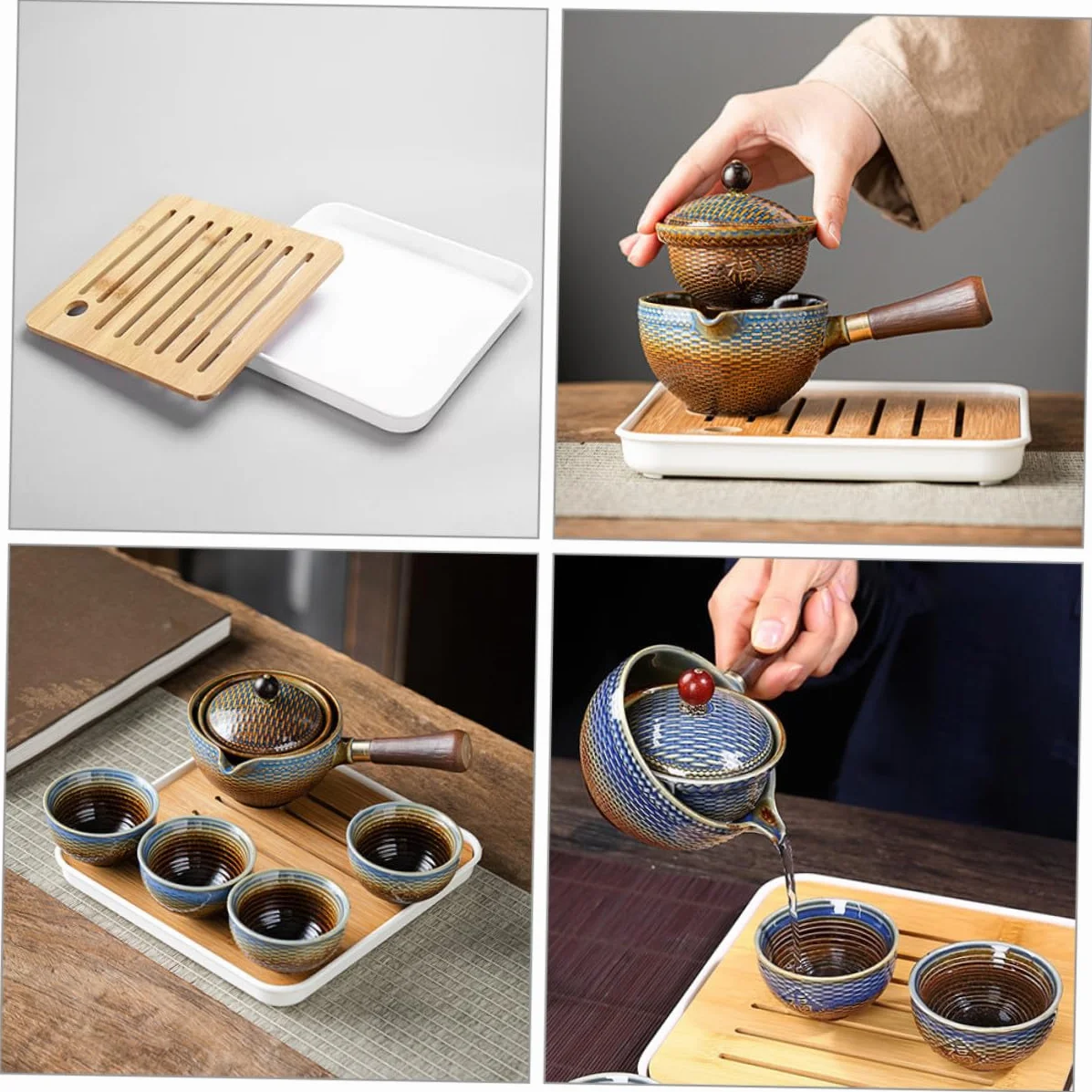 ULTECHNOVO Juego de Té y Tetera Automática Portátil Diseño Elegante de Cerámica Kit Práctico para Viaje, Adecuado para Hogar y Oficina para Aficionados al Té
