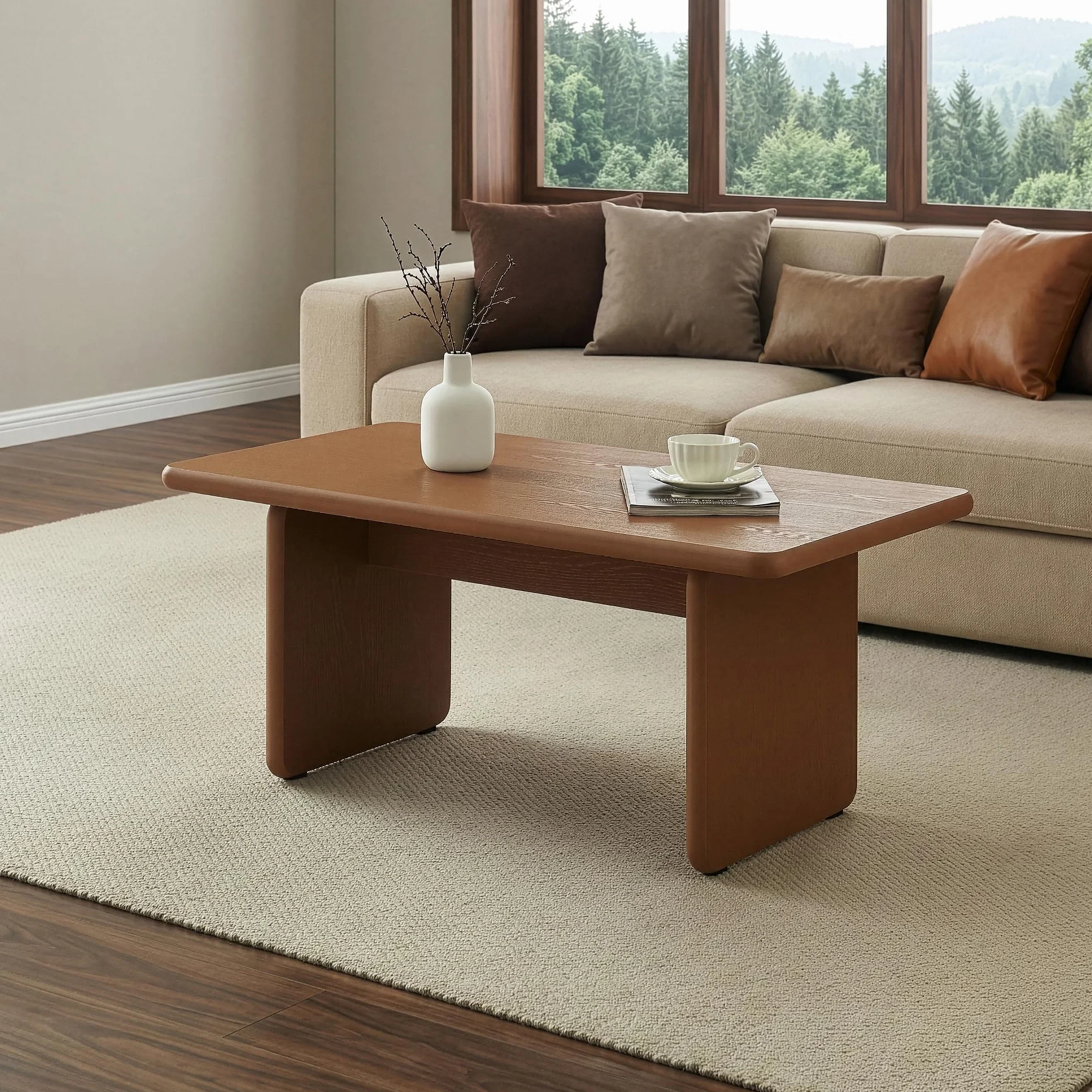 [en.casa] Mesa de Centro Gäljami Tablero Rectangular Peso Máx. 100 kg Mesita de Café Mesa Auxiliar de Sofá Salón Despacho 100 x 55 x 44 cm - Nogal