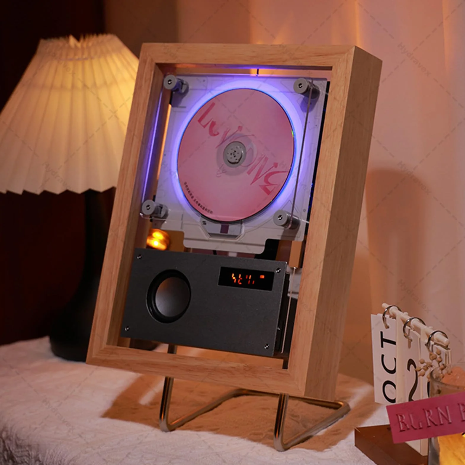 Reproductor de CD con mando a distancia, marco de fotos decorativo para montaje en pared, salida bidireccional 5.1 Bluetooth/USB/AUX para decoración del hogar y pasillo